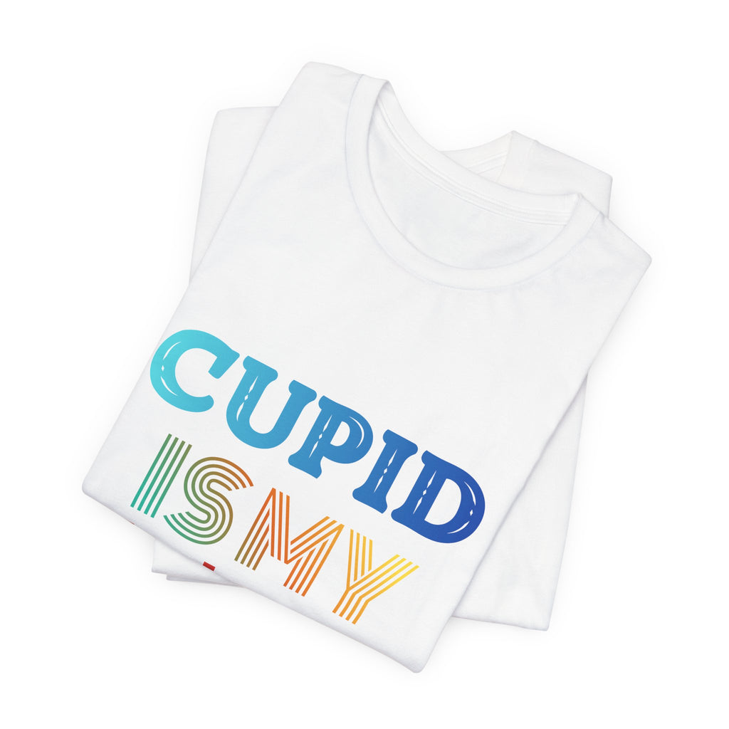 Cupid Is My Bestie Tee - Rainbow Valentine Graphic T-Shirt
