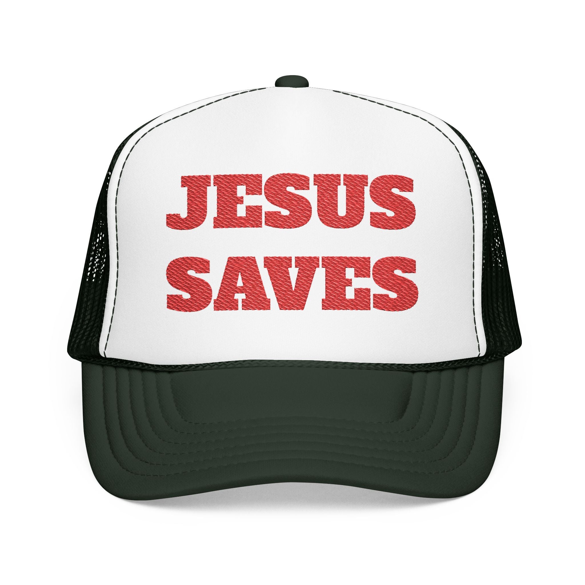 Jesus Saves Foam Trucker Hat - Christian Gospel Mesh Cap