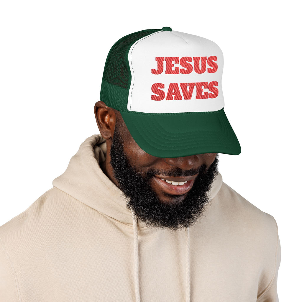 Jesus Saves Foam Trucker Hat - Christian Gospel Mesh Cap