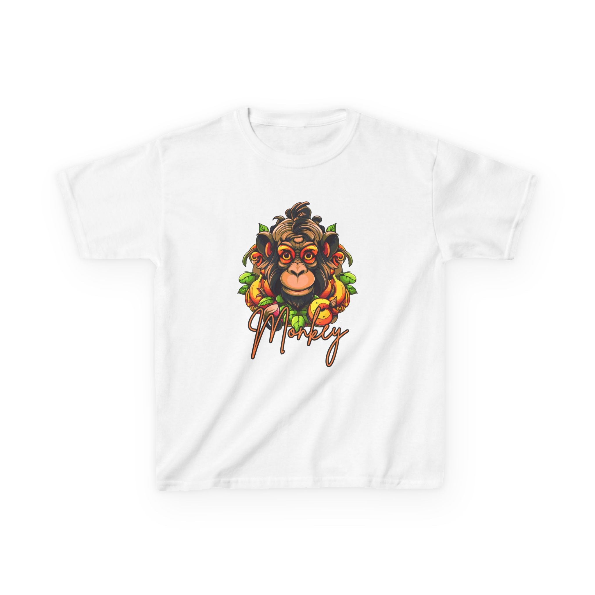 Kids Monkey Fruit Graphic Tee — Cute Tropical Chimp Design