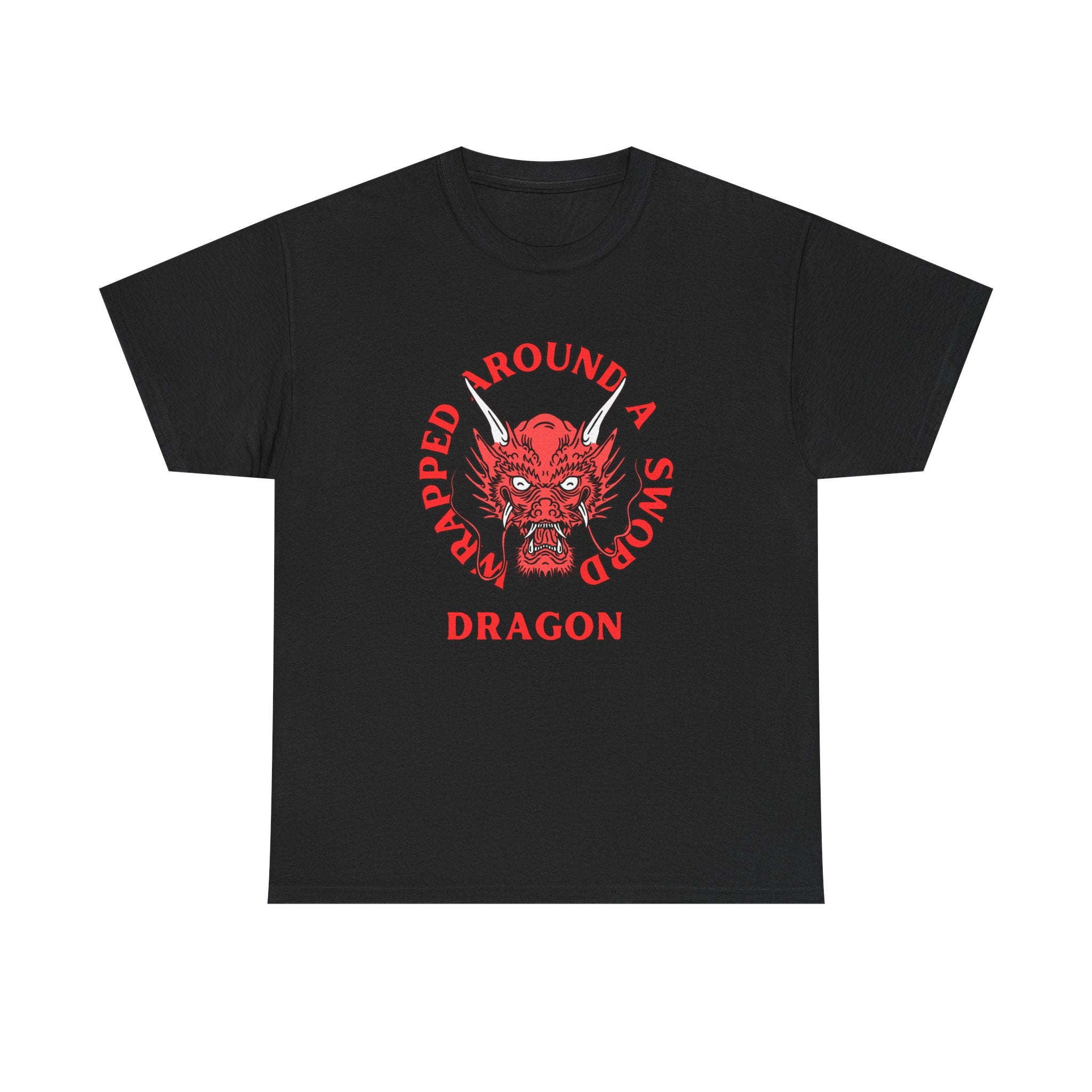 Dragon Tee — 'Wrapped Around a Sword' Red Dragon Graphic T-Shirt