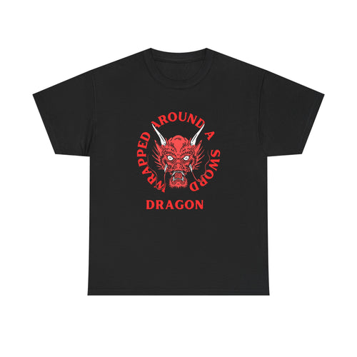 Dragon Tee — 'Wrapped Around a Sword' Red Dragon Graphic T-Shirt