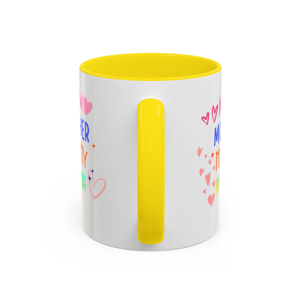 Mother/Mom Rainbow Accent Coffee Mug — 'Mom Mother Mommy Mama' Gift for Mother's Day