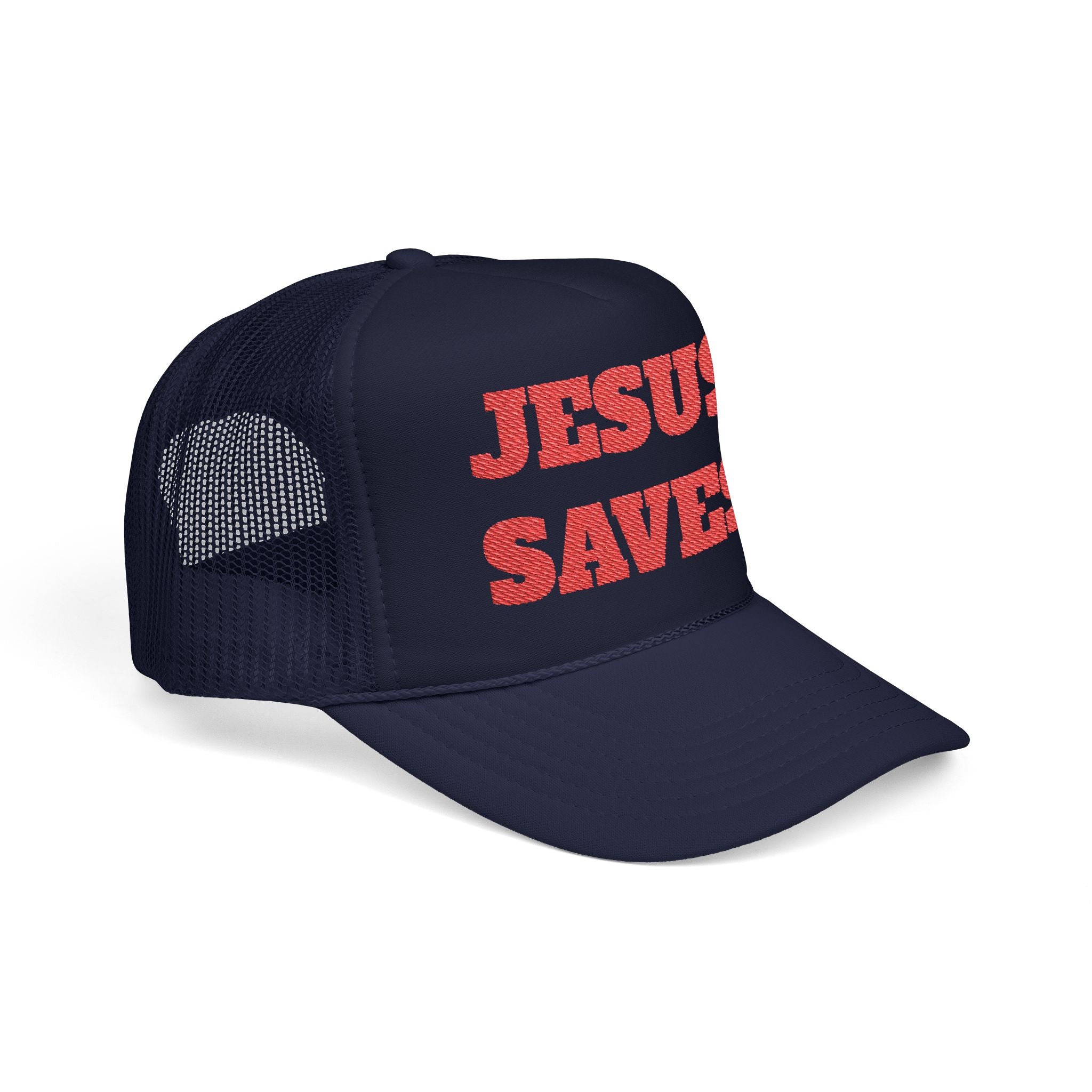 Jesus Saves Foam Trucker Hat - Christian Gospel Mesh Cap