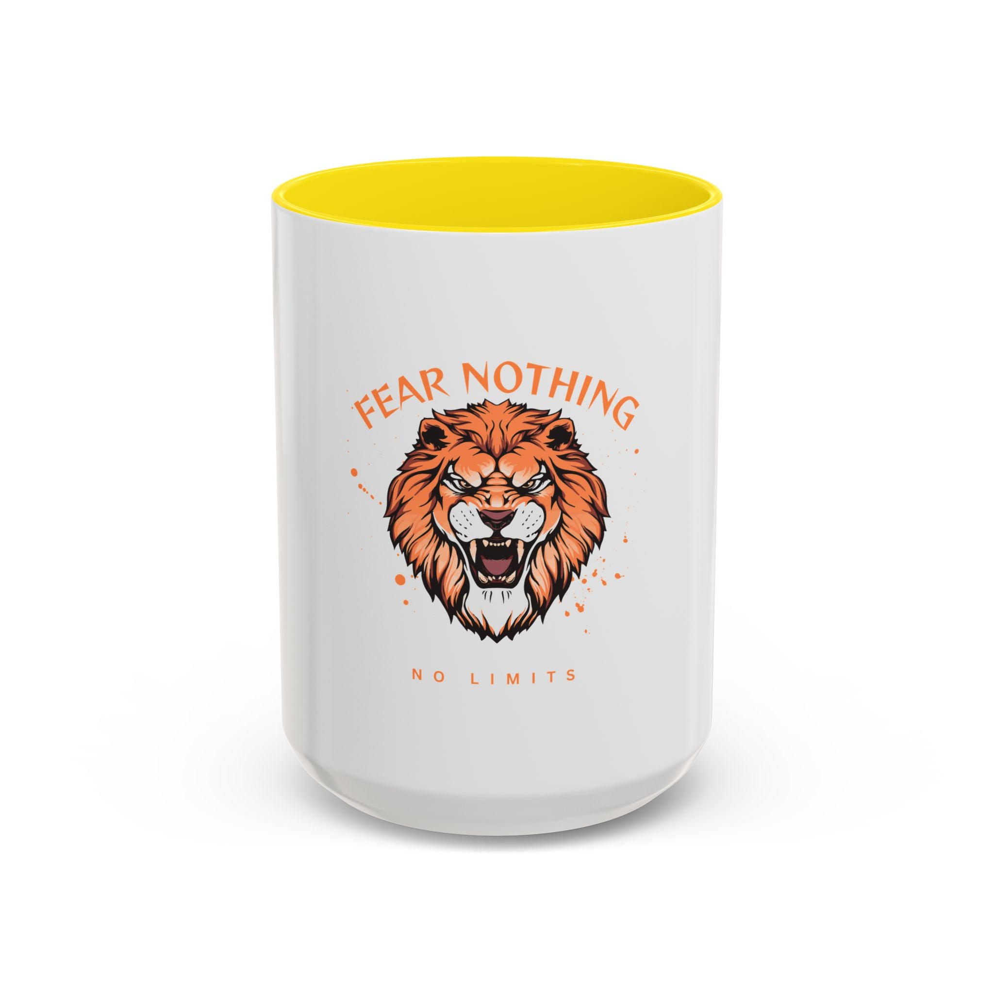 Fear Nothing Lion Accent Coffee Mug — Inspirational No Limits Motivational Gift