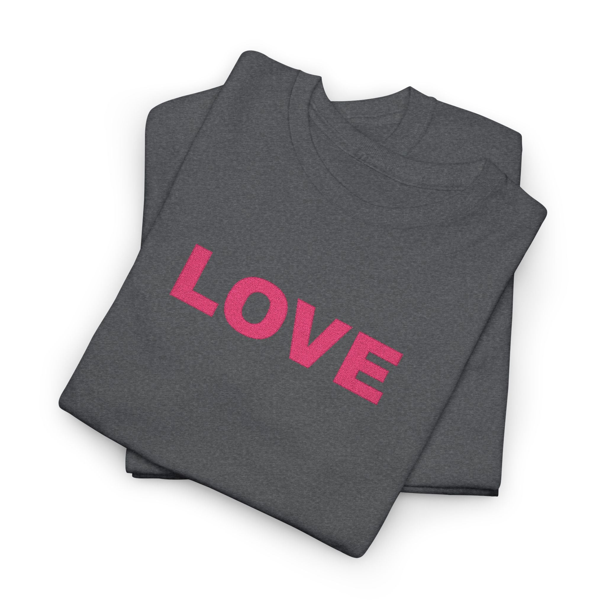 LOVE Glitter Text T-Shirt — Women's Pink Sparkle Tee for Valentine's Day