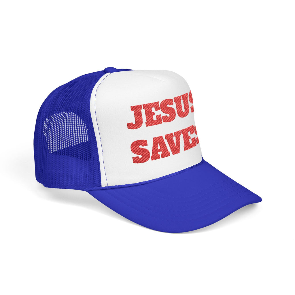 Jesus Saves Foam Trucker Hat - Christian Gospel Mesh Cap