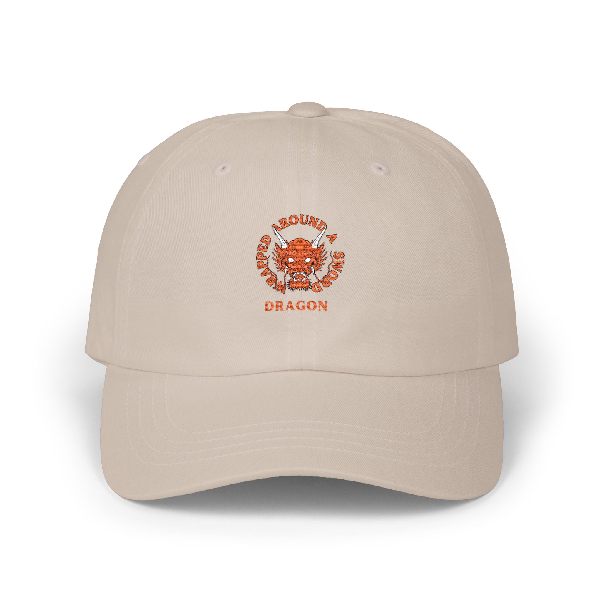 Dragon Emblem Dad Cap — Vintage Orange Floral Crest Hat