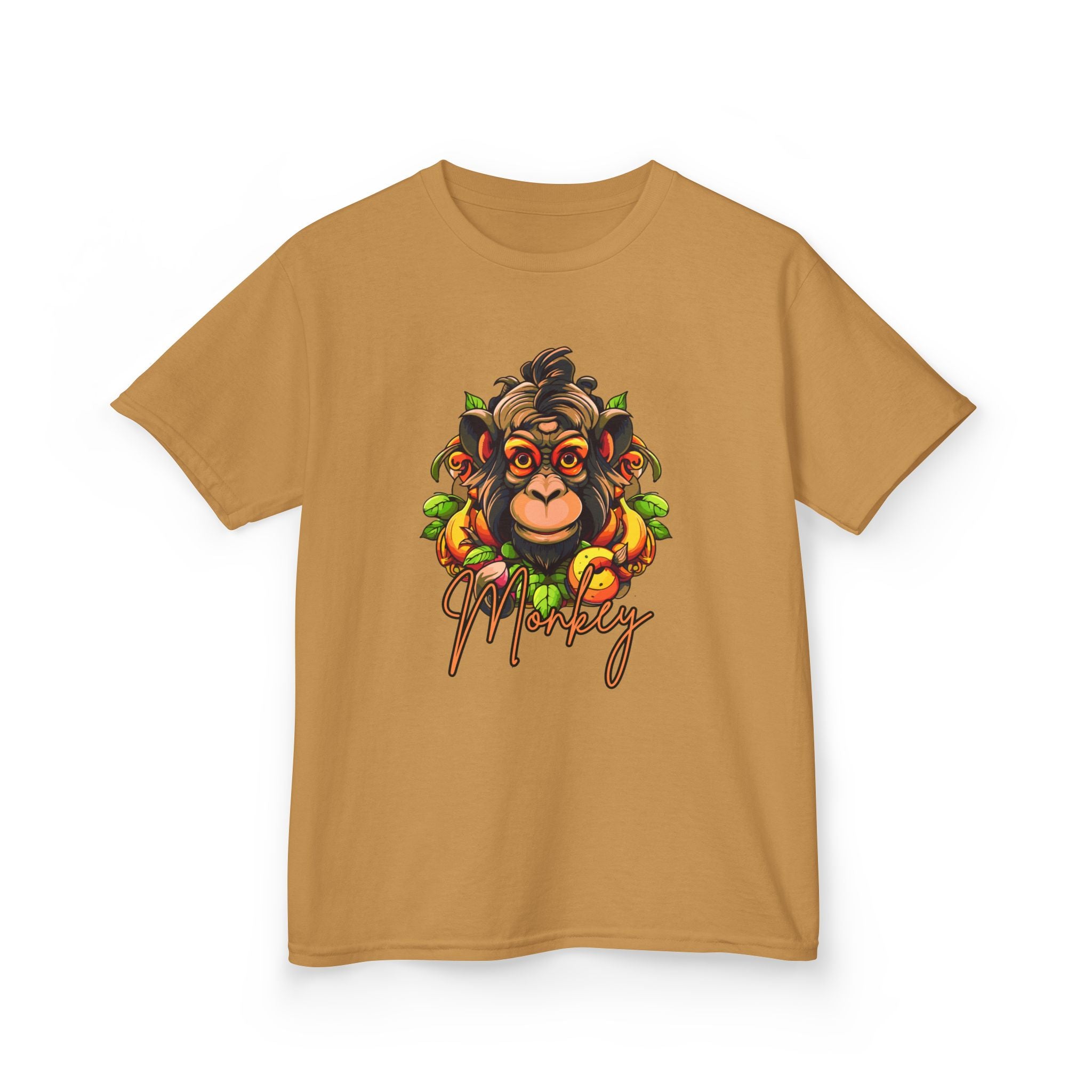 Kids Monkey Fruit Graphic Tee — Cute Tropical Chimp Design