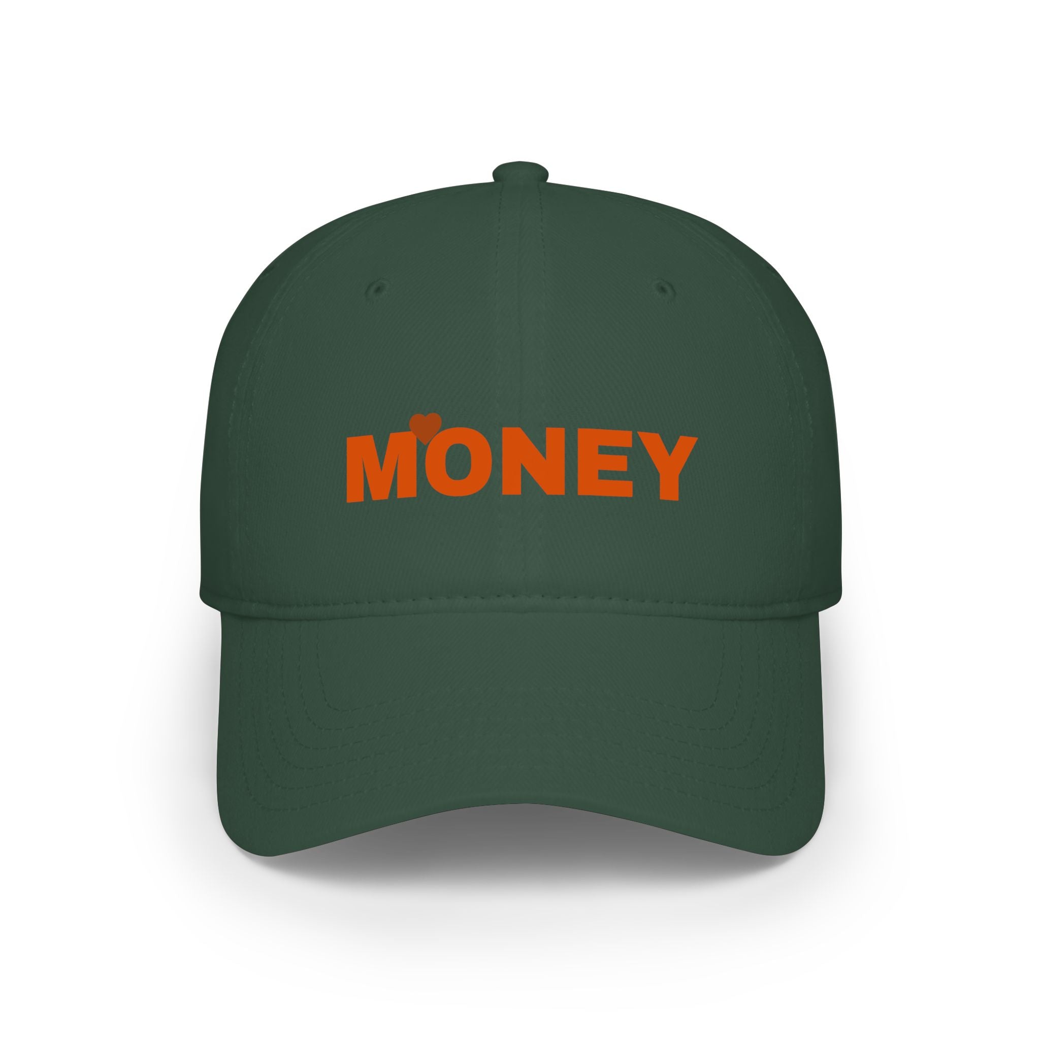 Money Embroidered Baseball Cap - Minimal Red Low-Profile Hat