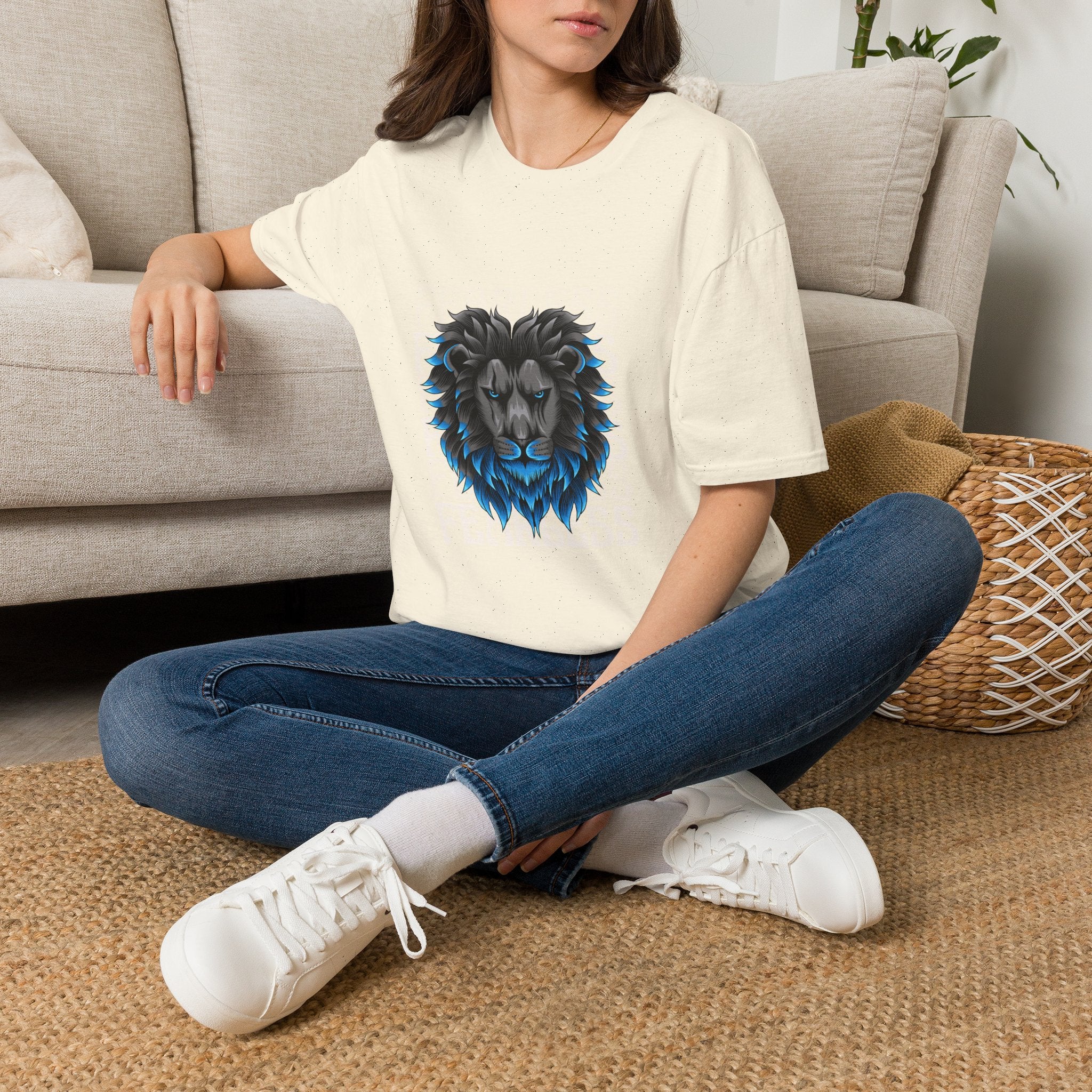 Lion Head T-Shirt — Bold Blue Mane Graphic Tee