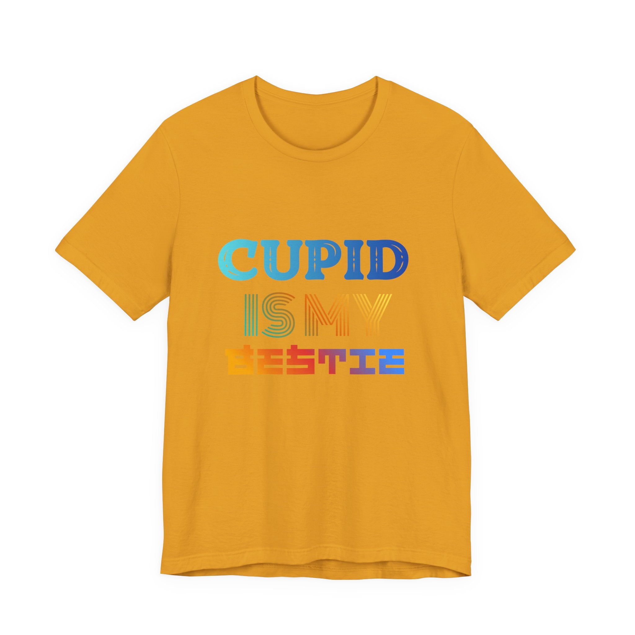 Cupid Is My Bestie Tee - Rainbow Valentine Graphic T-Shirt