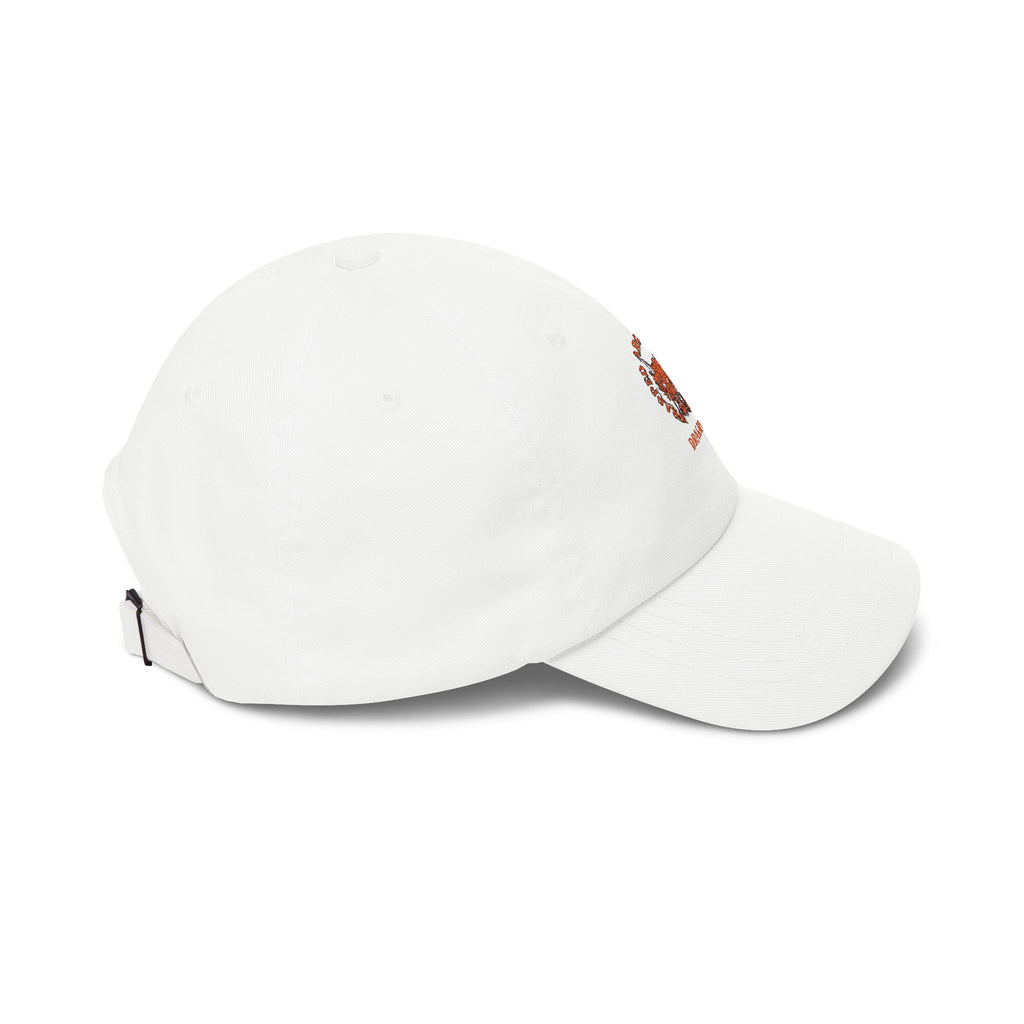 Dragon Emblem Dad Cap — Vintage Orange Floral Crest Hat