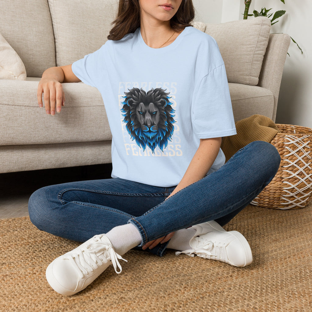 Lion Head T-Shirt — Bold Blue Mane Graphic Tee