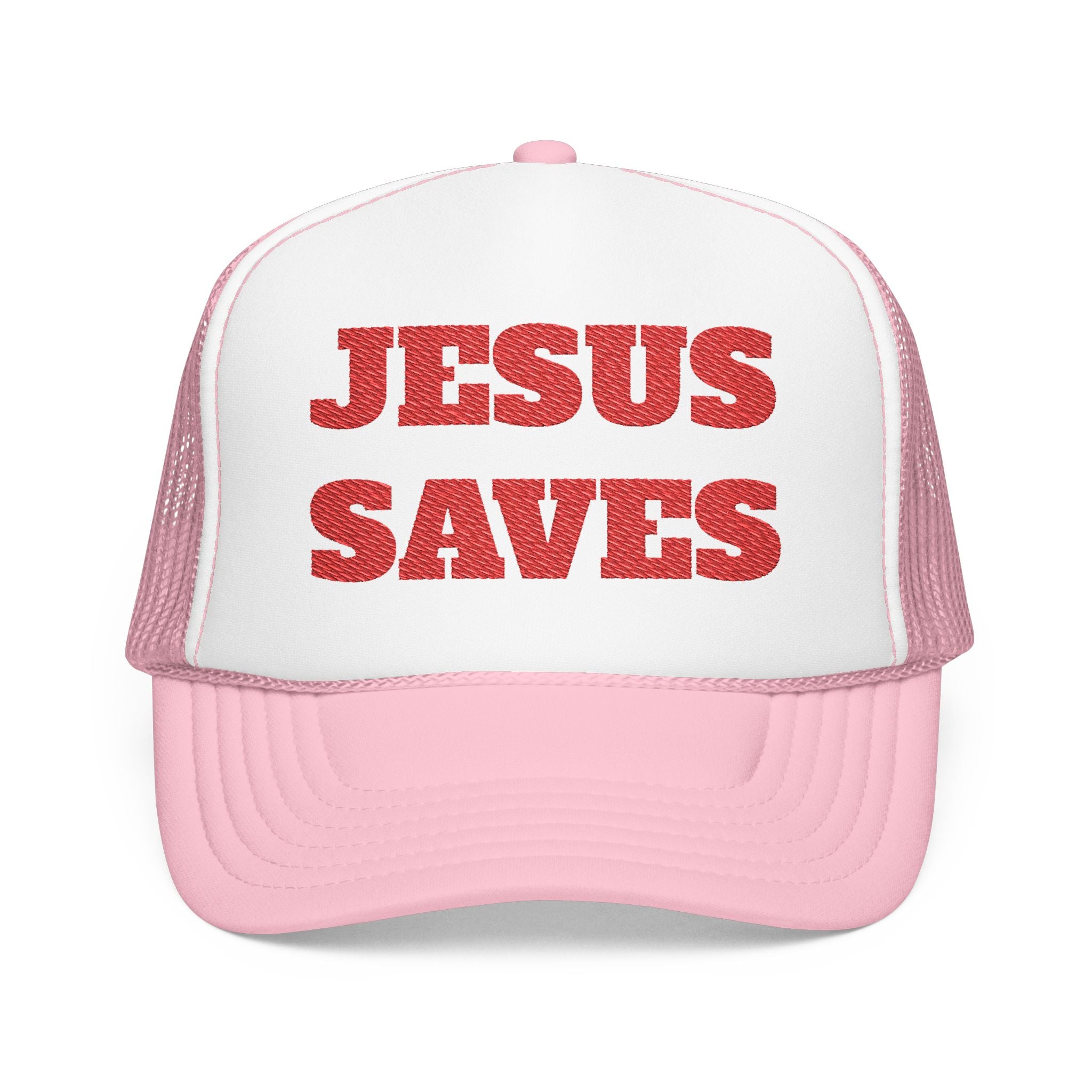 Jesus Saves Foam Trucker Hat - Christian Gospel Mesh Cap