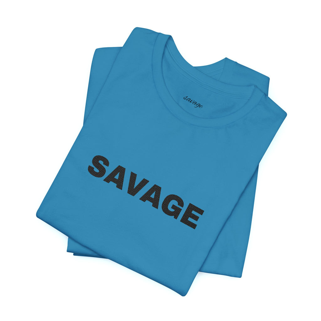 Savage Graphic Tee - Bold Text White T-Shirt