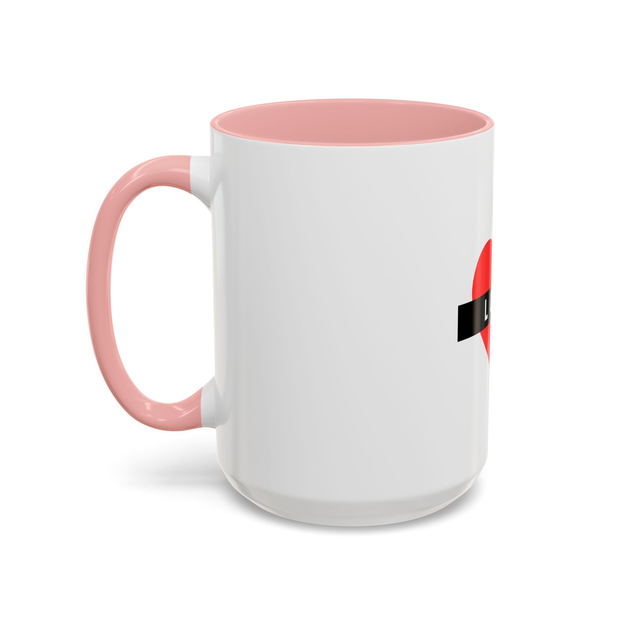 Love Heart Accent Mug – Red Heart with "LOVE" Banner, Valentine's Day Coffee Cup