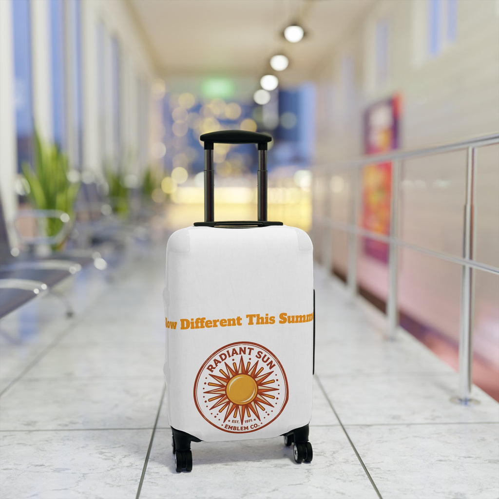 Radiant Sun Beach Luggage Cover — 'Meet Me Where the Waves Are' Travel Protector
