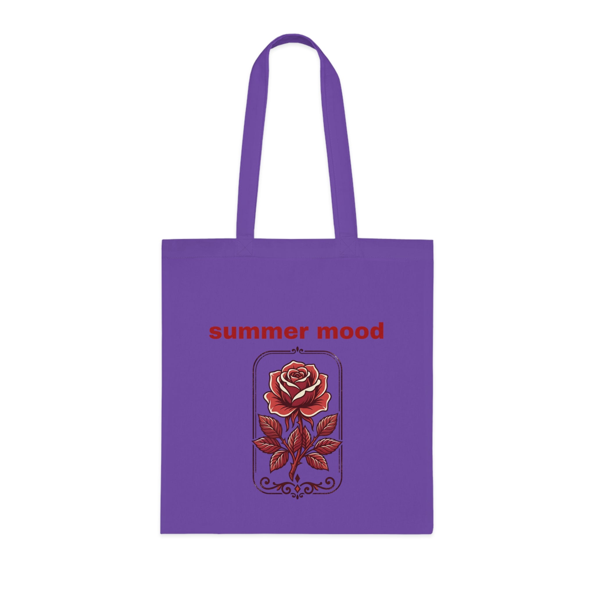 Summer Mood Floral Tote Bag – Retro Rose Cotton Tote