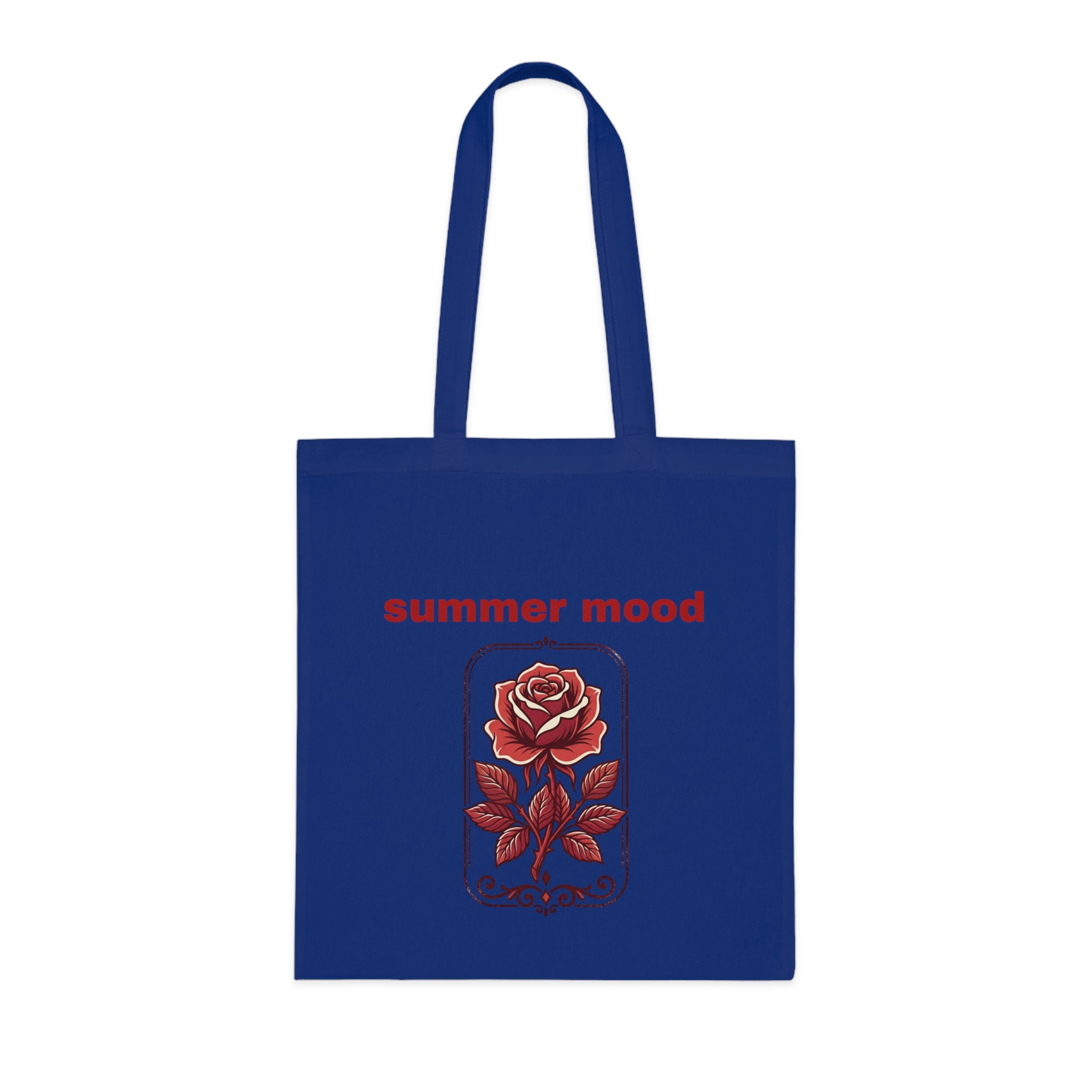 Summer Mood Floral Tote Bag – Retro Rose Cotton Tote