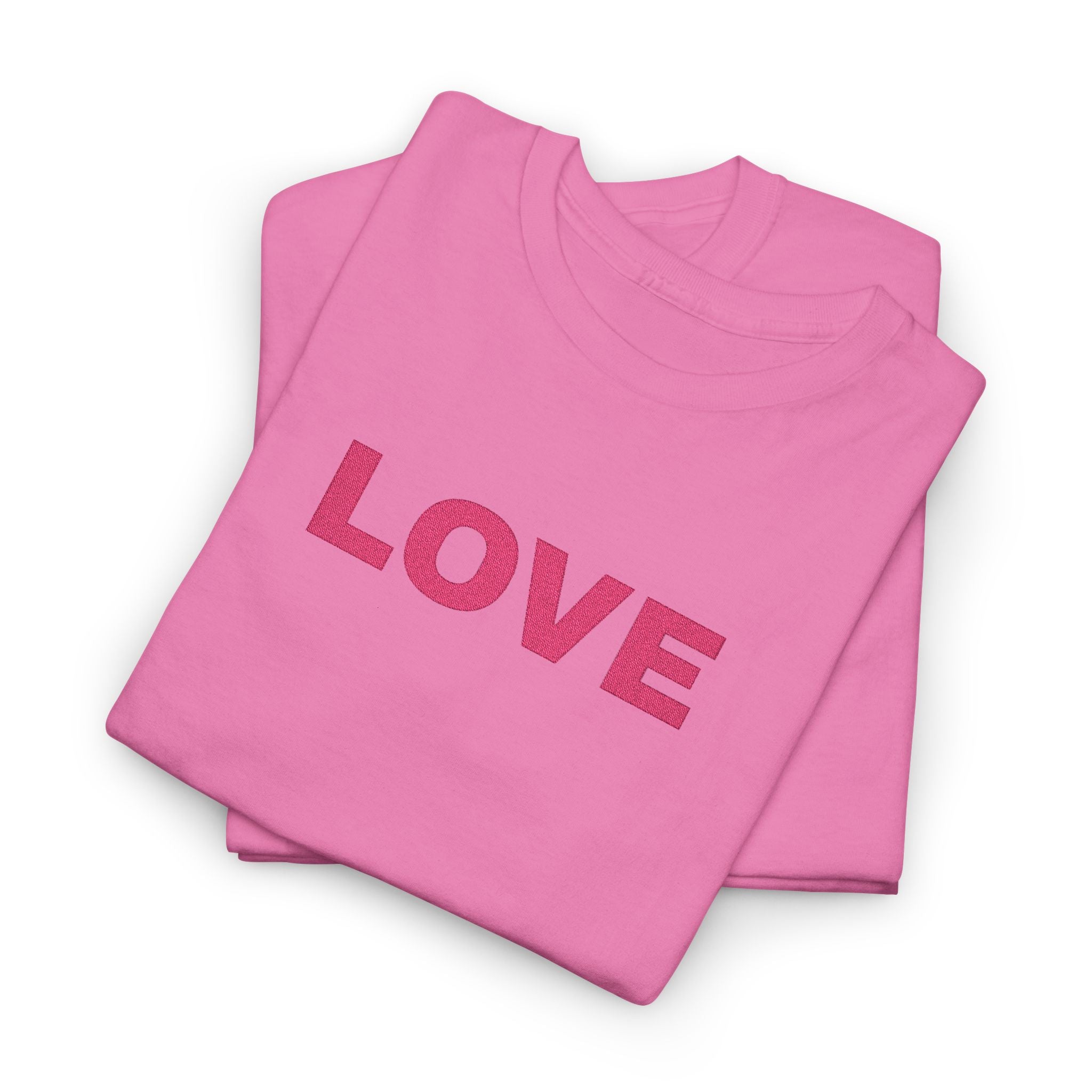 LOVE Glitter Text T-Shirt — Women's Pink Sparkle Tee for Valentine's Day
