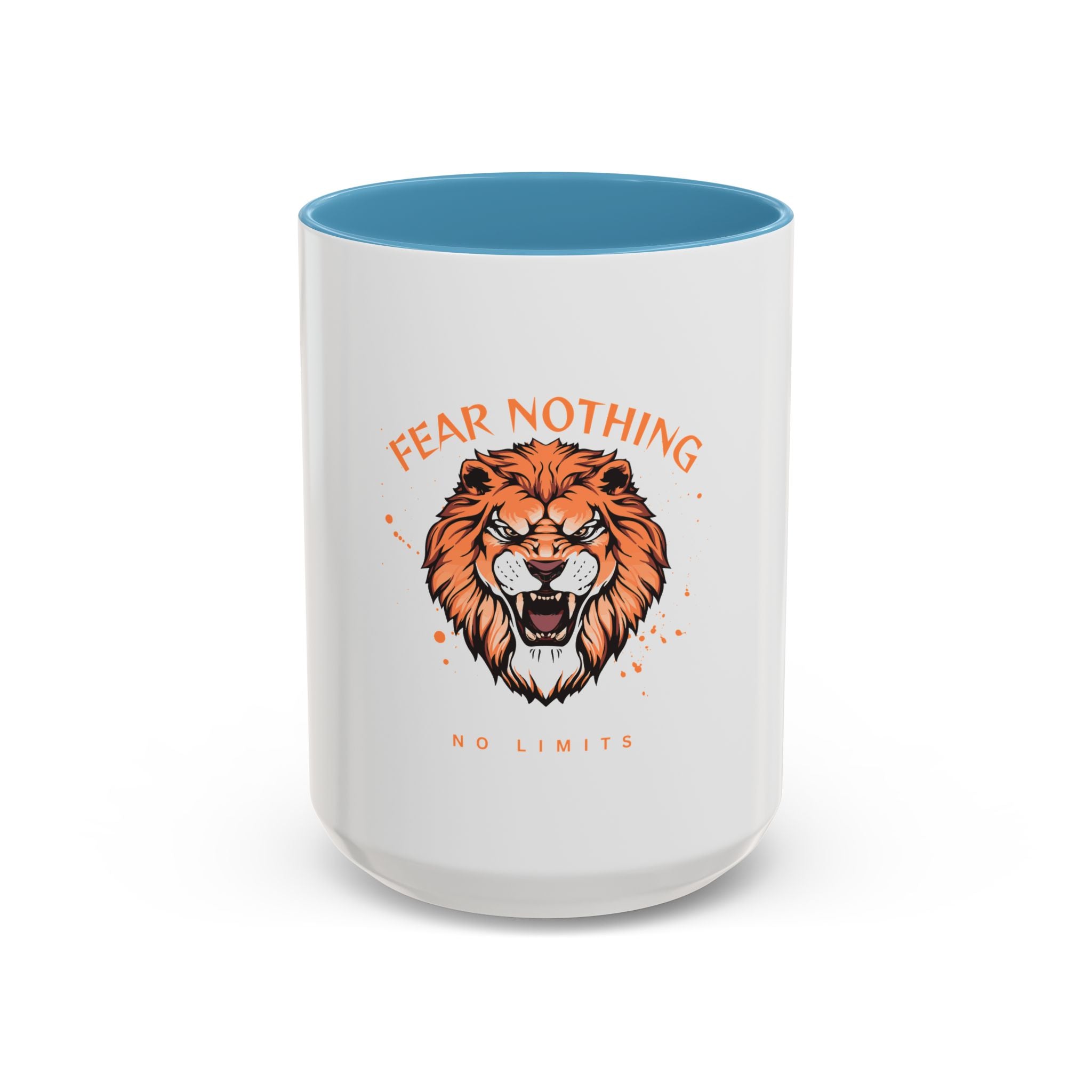 Fear Nothing Lion Accent Coffee Mug — Inspirational No Limits Motivational Gift