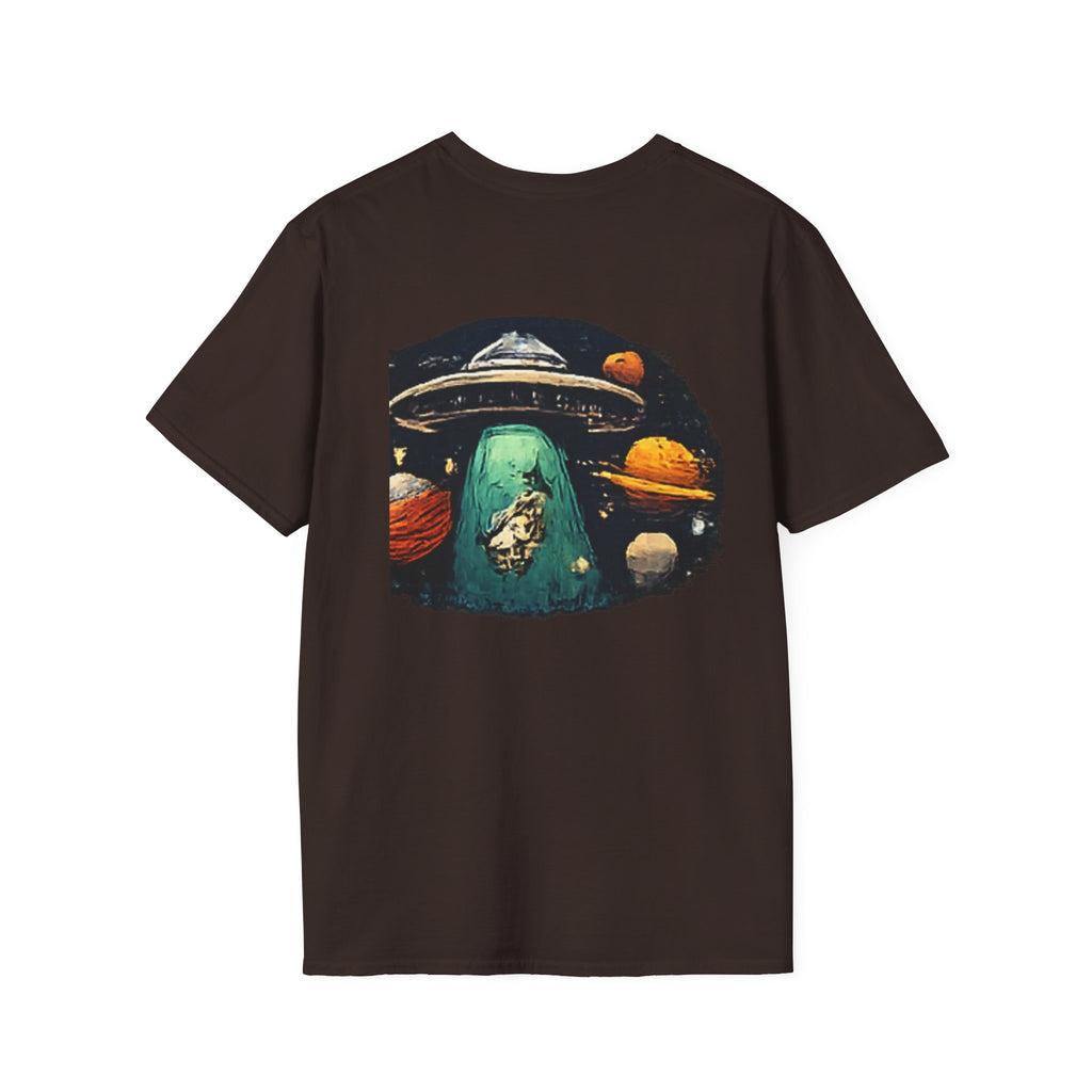 Alien Abduction Graphic T-Shirt — Retro UFO & Planets Space Tee