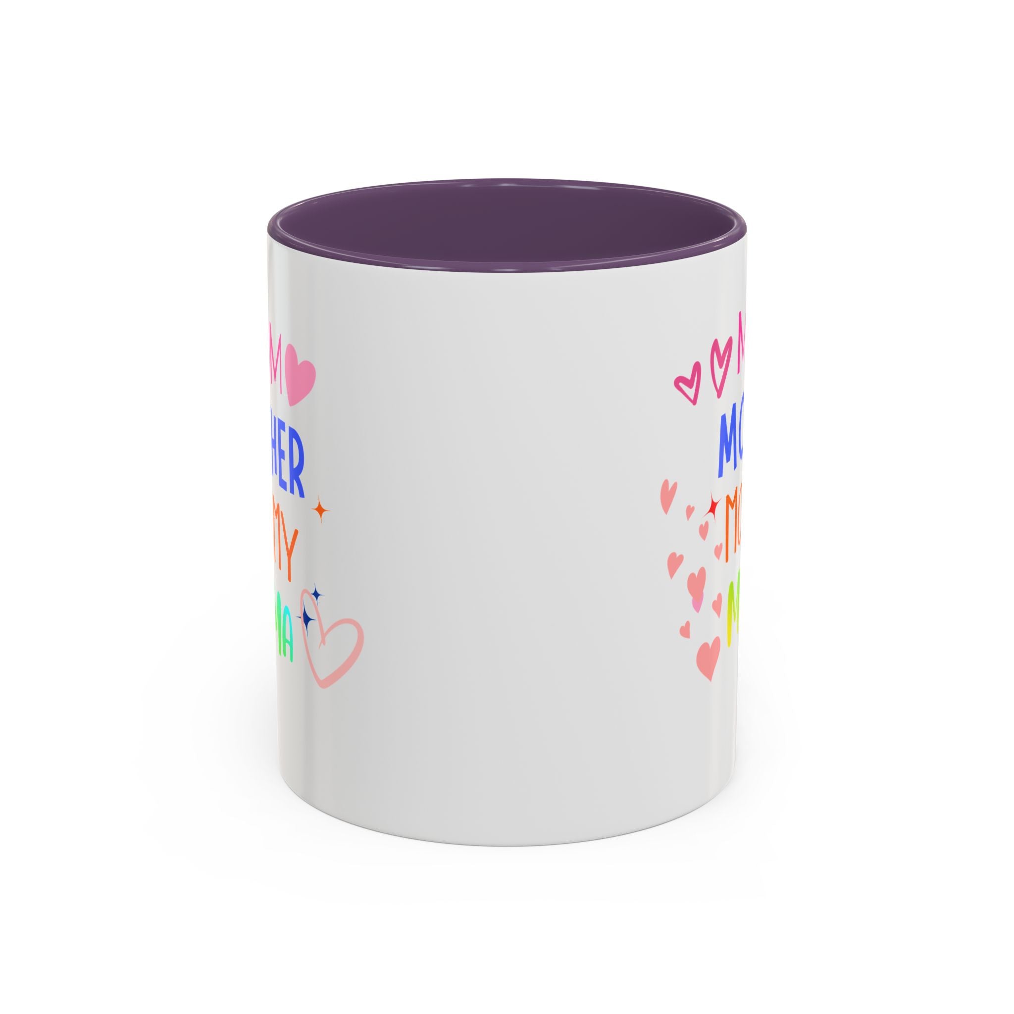 Mother/Mom Rainbow Accent Coffee Mug — 'Mom Mother Mommy Mama' Gift for Mother's Day