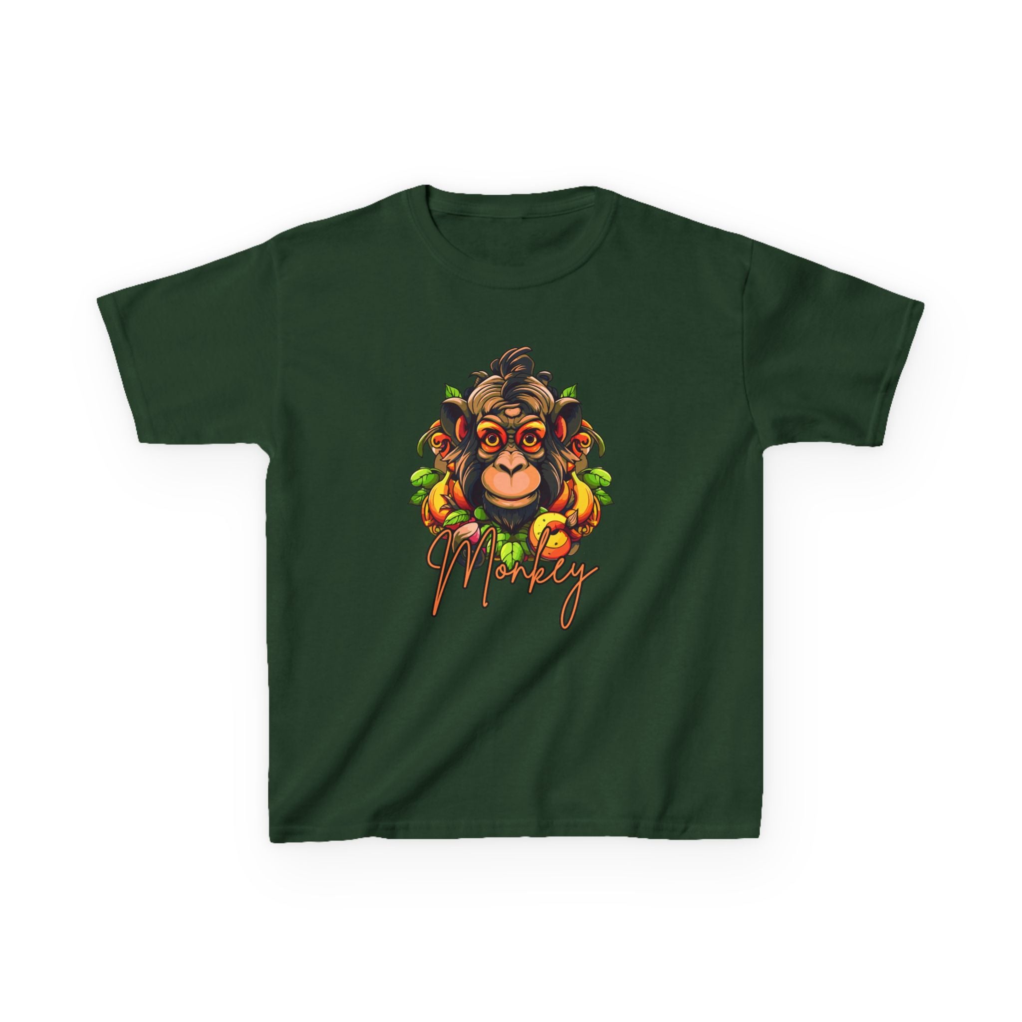 Kids Monkey Fruit Graphic Tee — Cute Tropical Chimp Design
