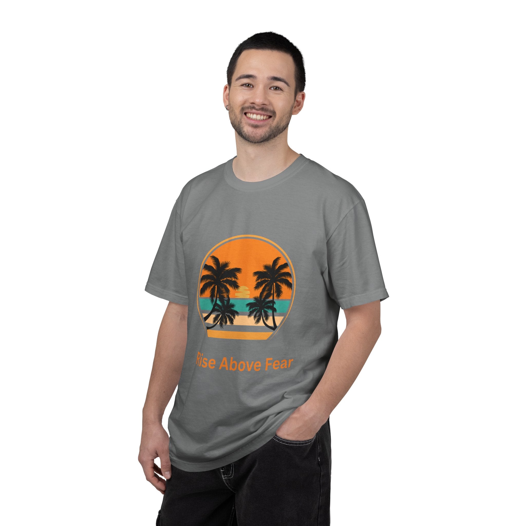 Rise Above Fear T-Shirt — Vintage Sunset Palm Tee