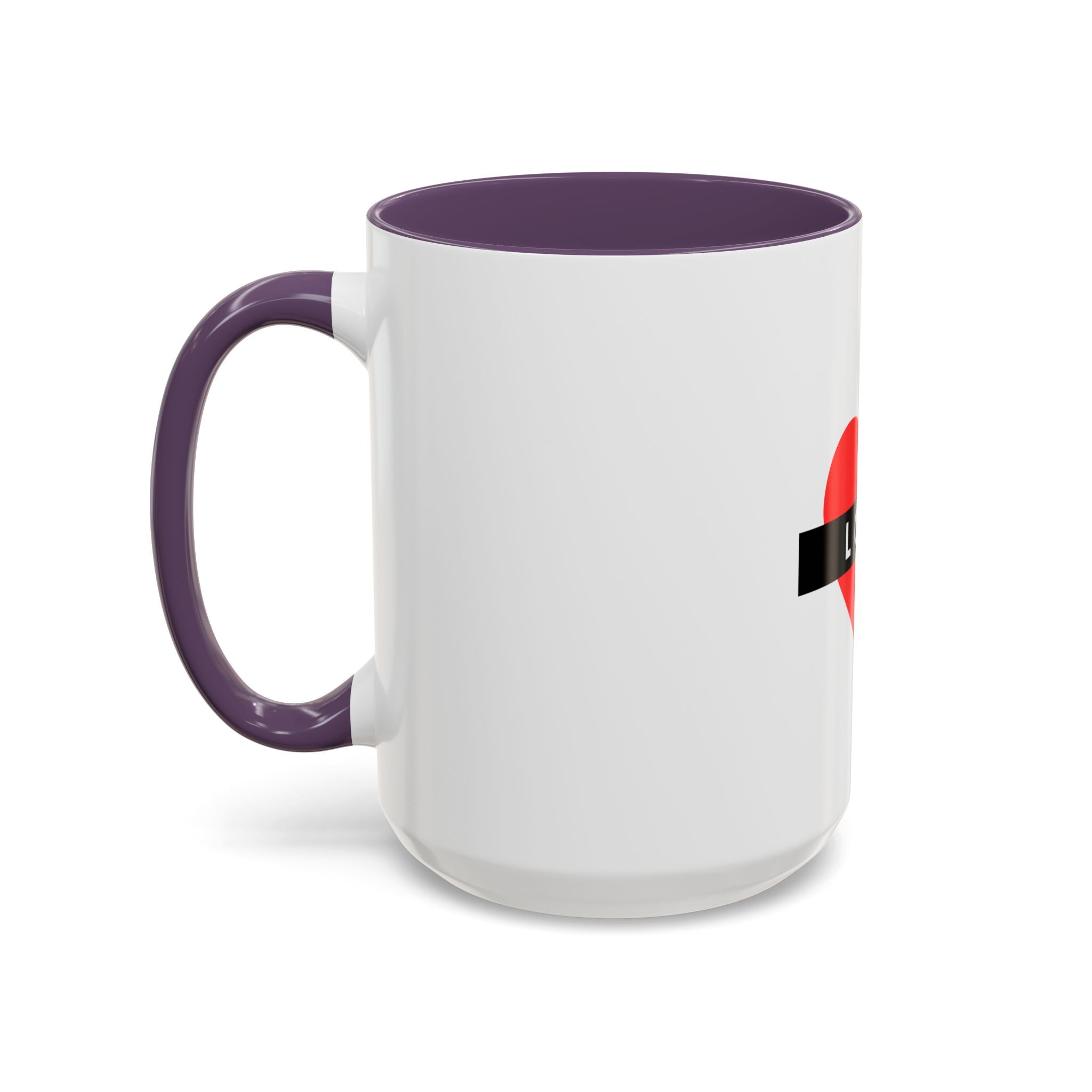 Love Heart Accent Mug – Red Heart with "LOVE" Banner, Valentine's Day Coffee Cup