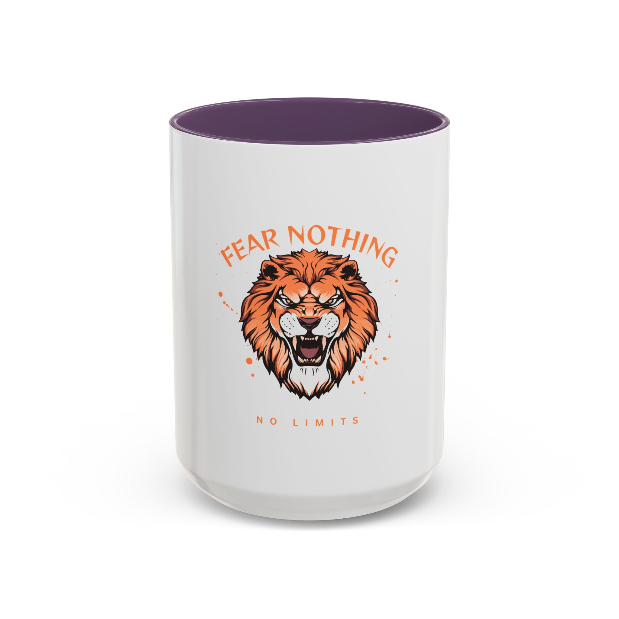 Fear Nothing Lion Accent Coffee Mug — Inspirational No Limits Motivational Gift