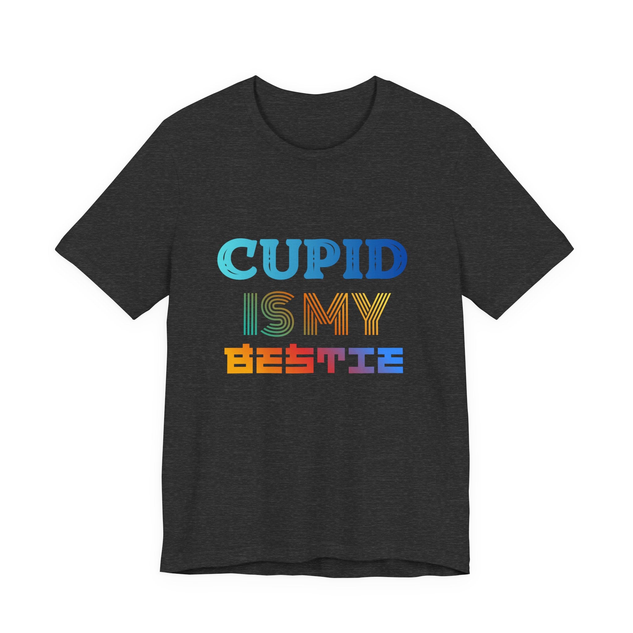 Cupid Is My Bestie Tee - Rainbow Valentine Graphic T-Shirt