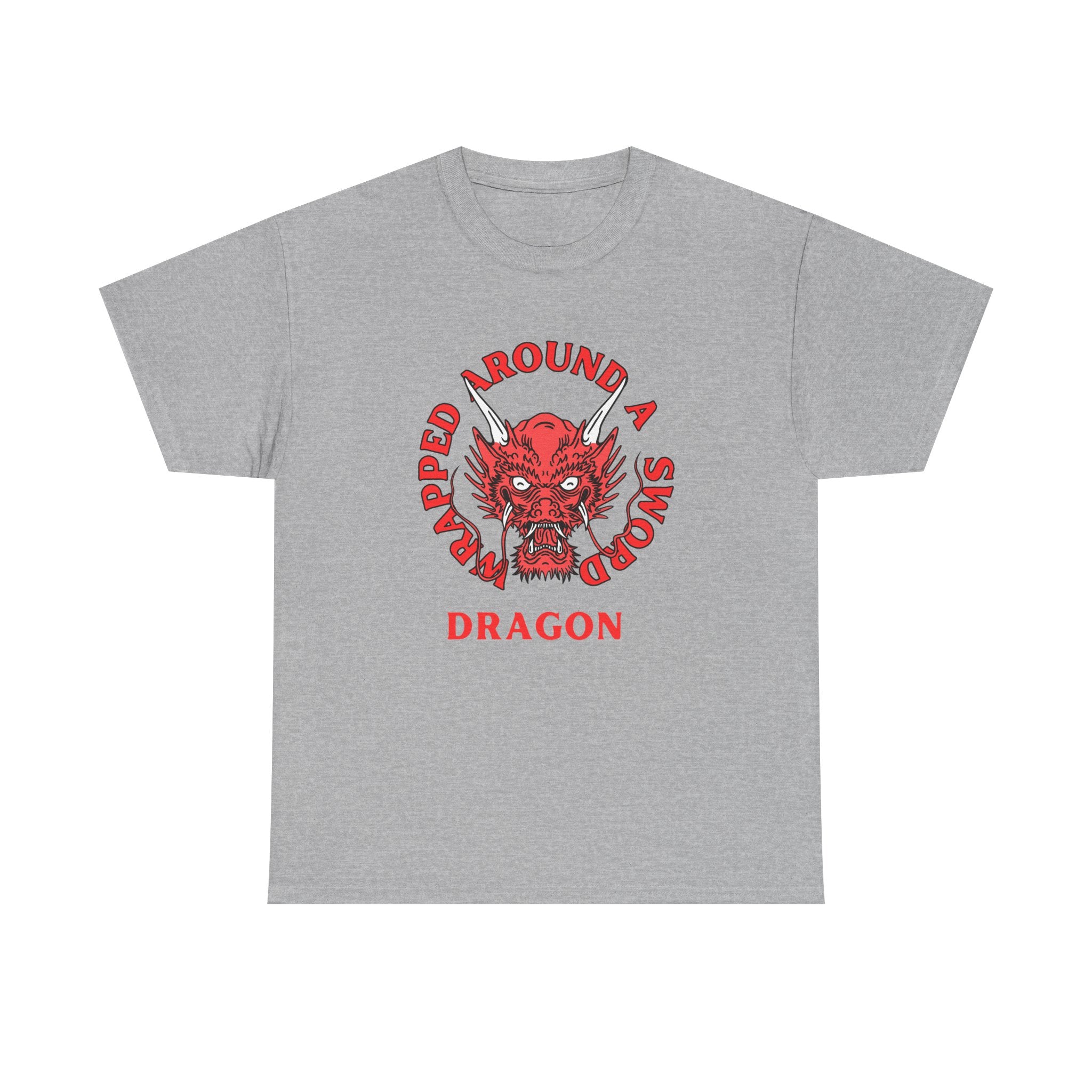 Dragon Tee — 'Wrapped Around a Sword' Red Dragon Graphic T-Shirt