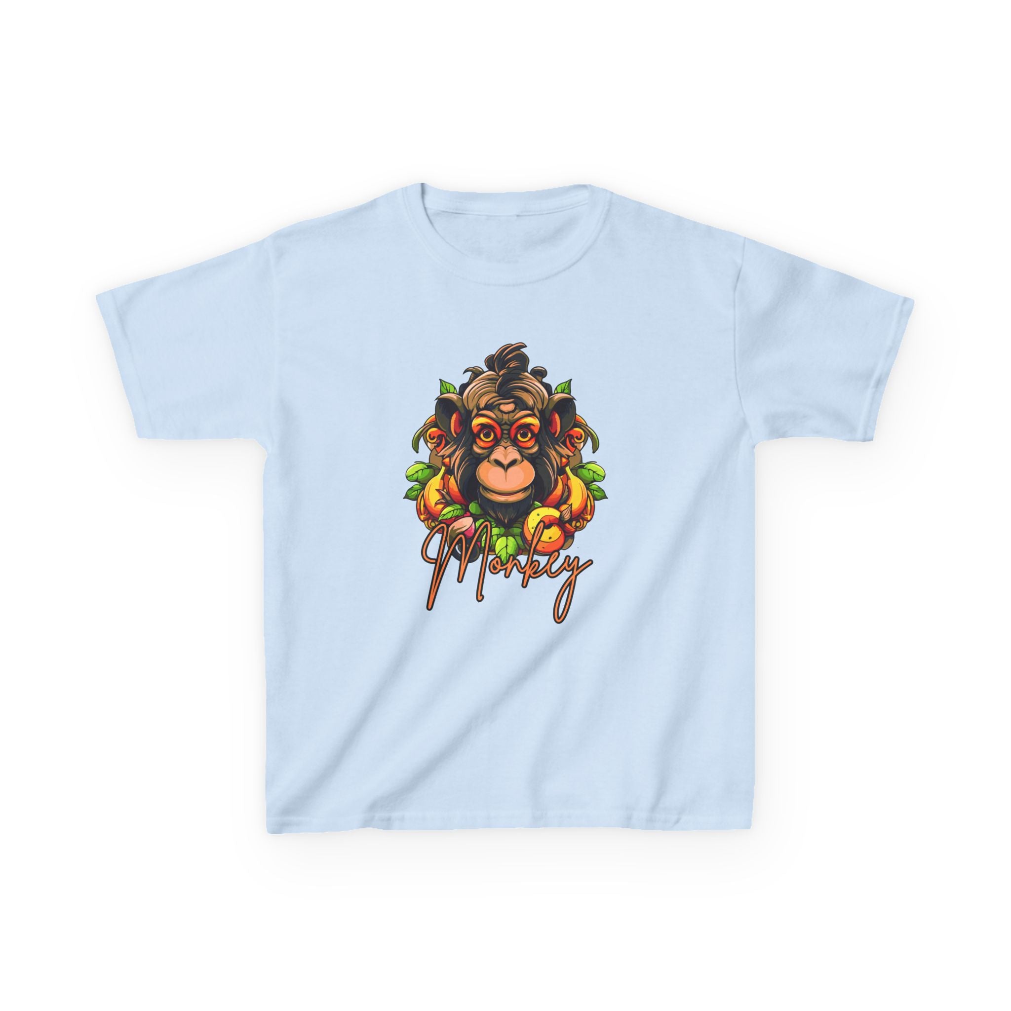 Kids Monkey Fruit Graphic Tee — Cute Tropical Chimp Design