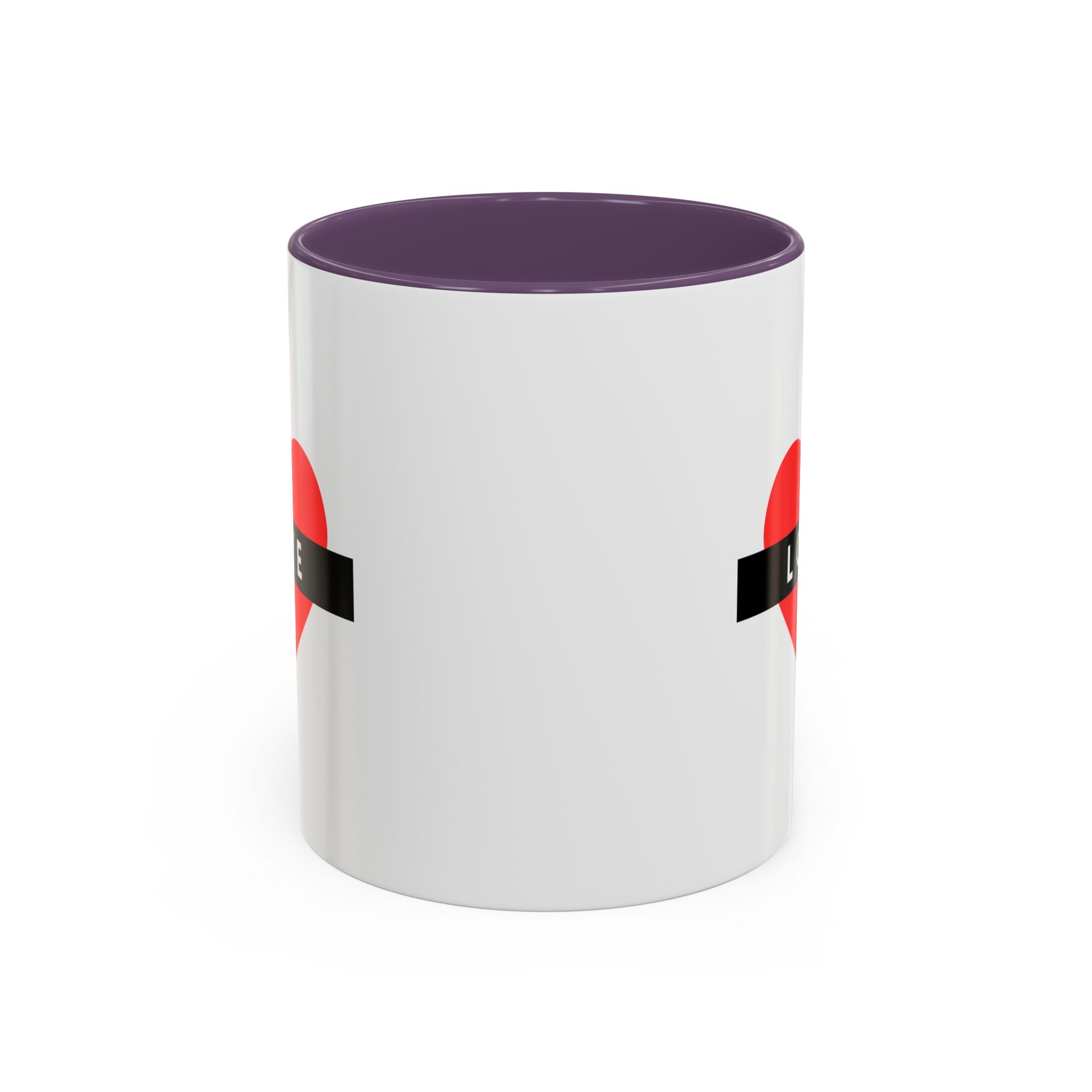 Love Heart Accent Mug – Red Heart with "LOVE" Banner, Valentine's Day Coffee Cup