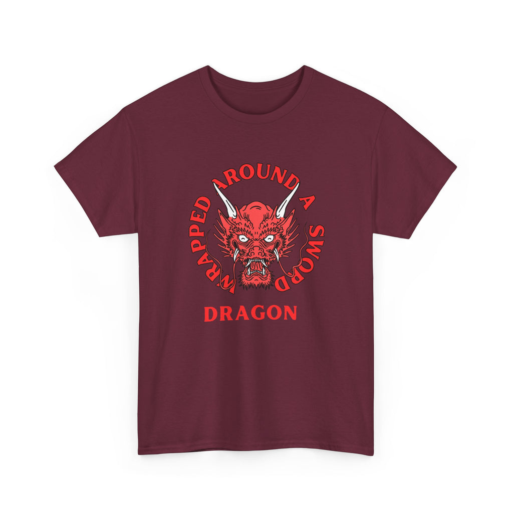 Dragon Tee — 'Wrapped Around a Sword' Red Dragon Graphic T-Shirt