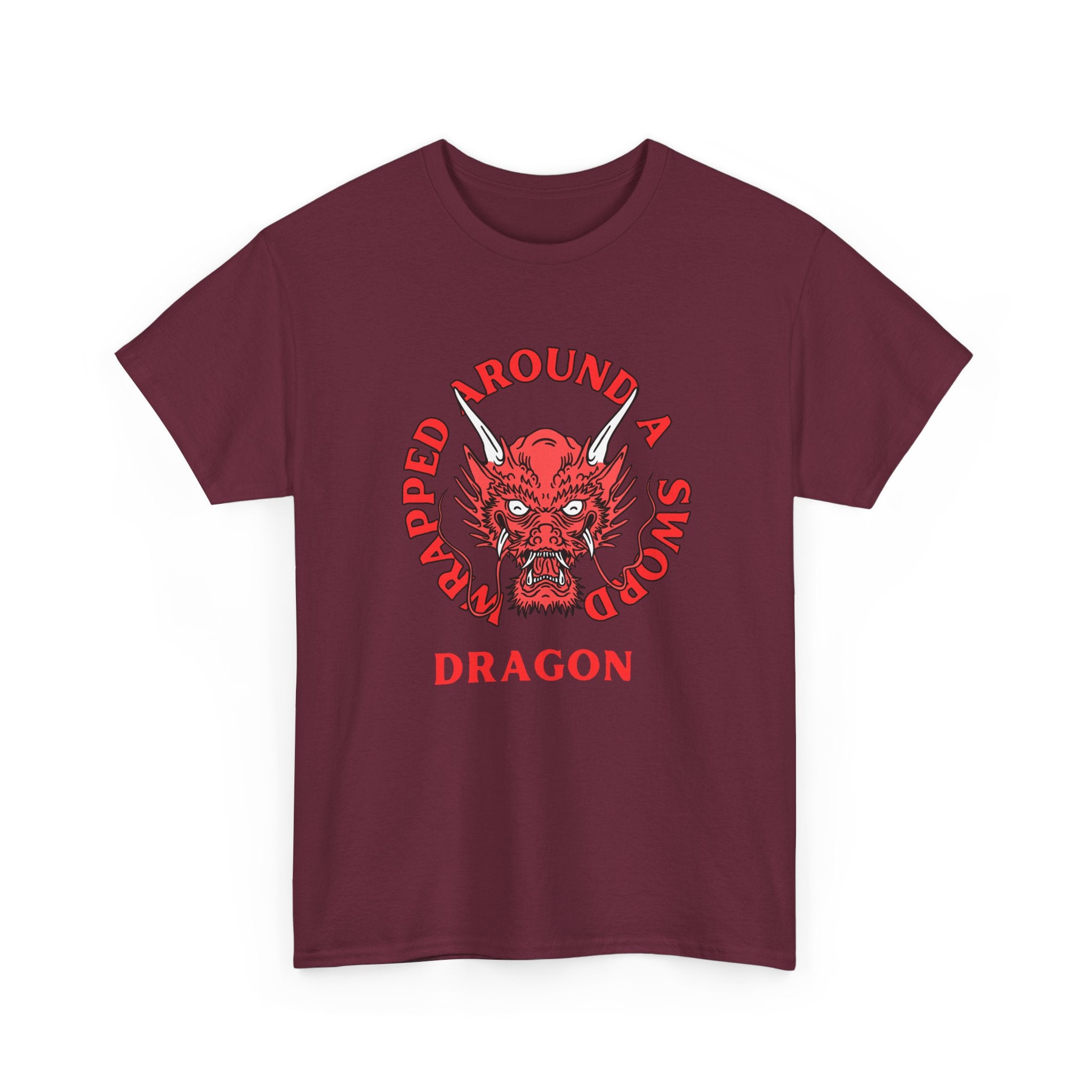 Dragon Tee — 'Wrapped Around a Sword' Red Dragon Graphic T-Shirt