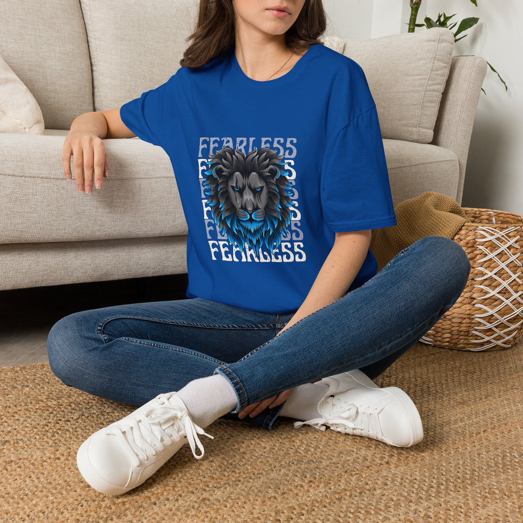 Lion Head T-Shirt — Bold Blue Mane Graphic Tee