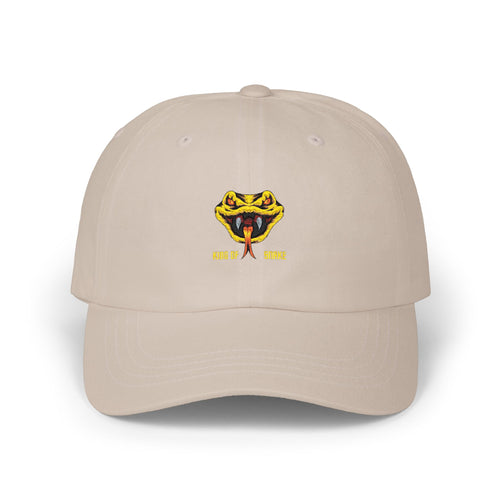 Dad Cap with Yellow Snake Embroidery — Retro Viper Logo Hat