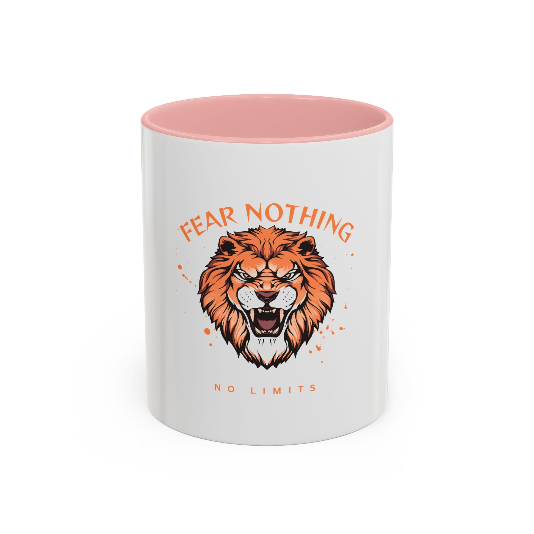 Fear Nothing Lion Accent Coffee Mug — Inspirational No Limits Motivational Gift