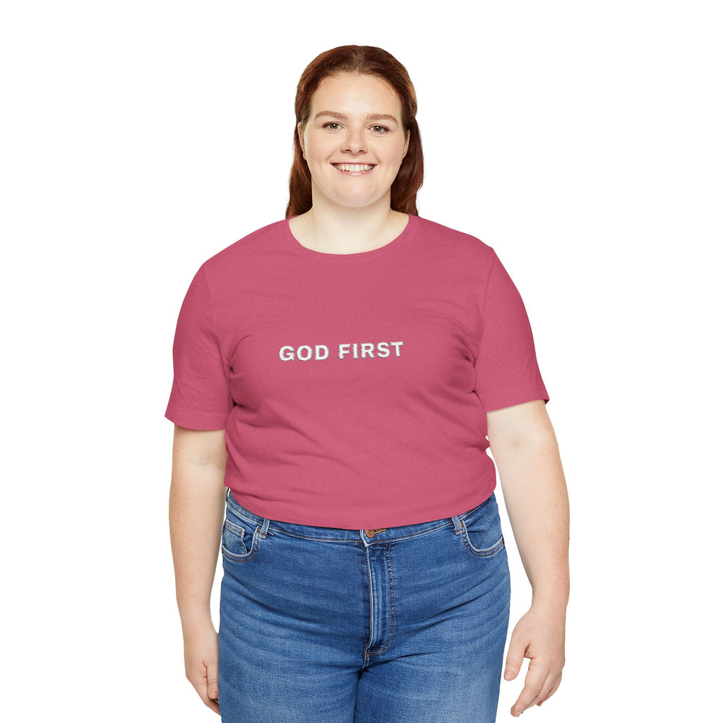 God First T-Shirt – Floral Lettering Christian Tee