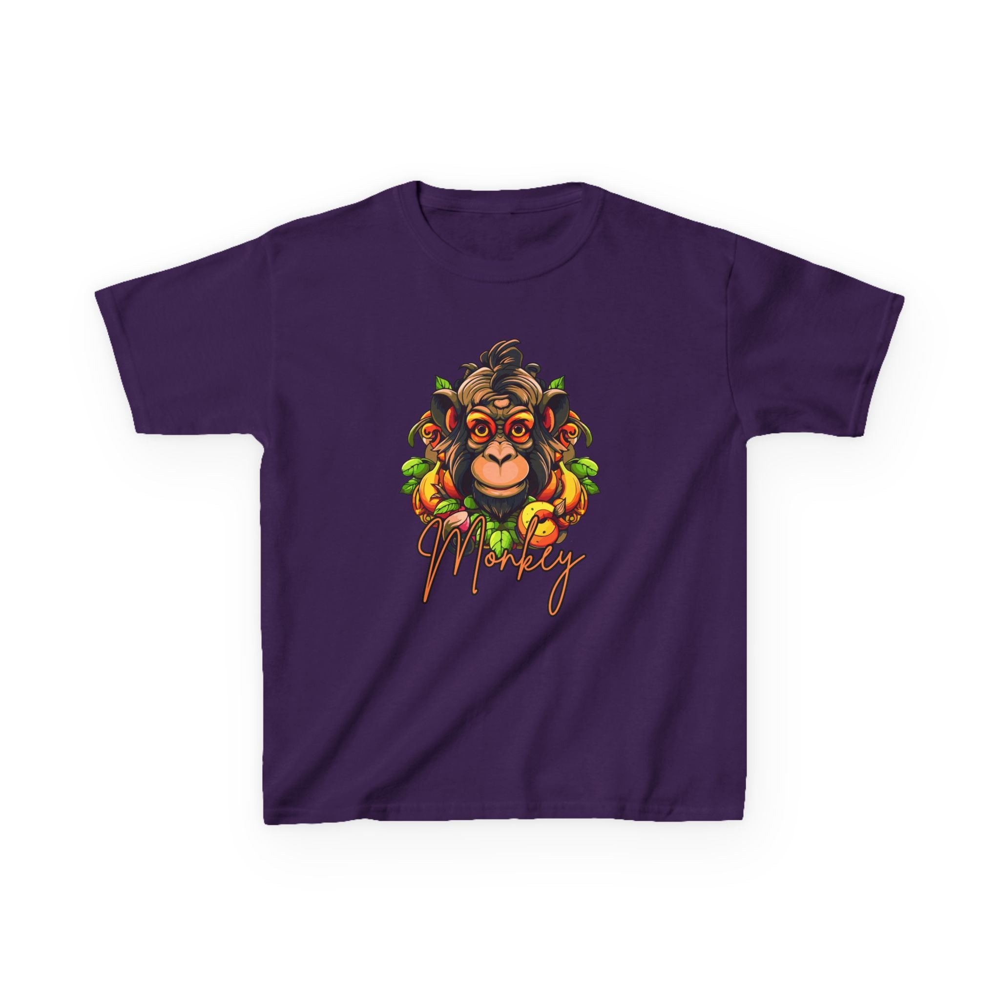 Kids Monkey Fruit Graphic Tee — Cute Tropical Chimp Design