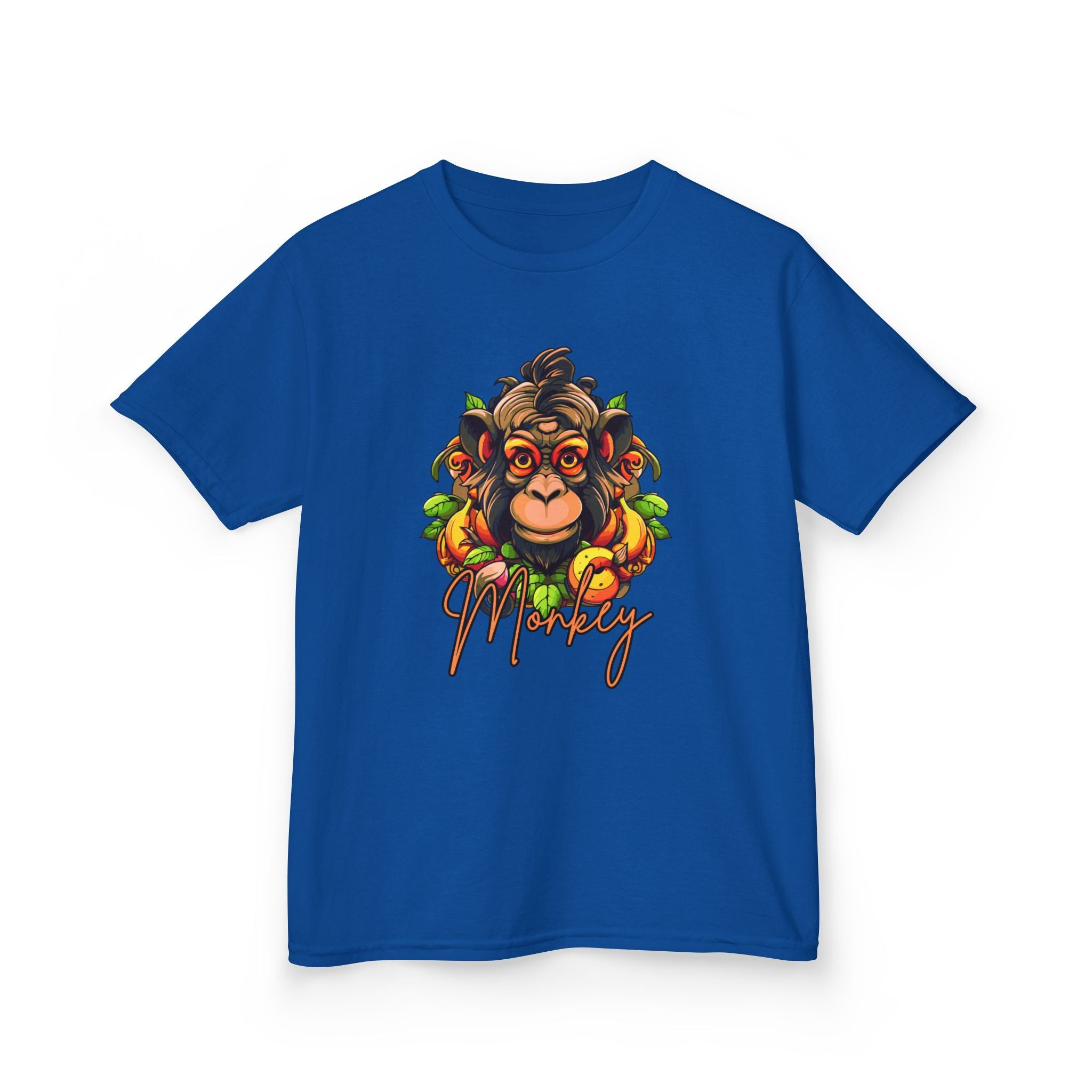 Kids Monkey Fruit Graphic Tee — Cute Tropical Chimp Design