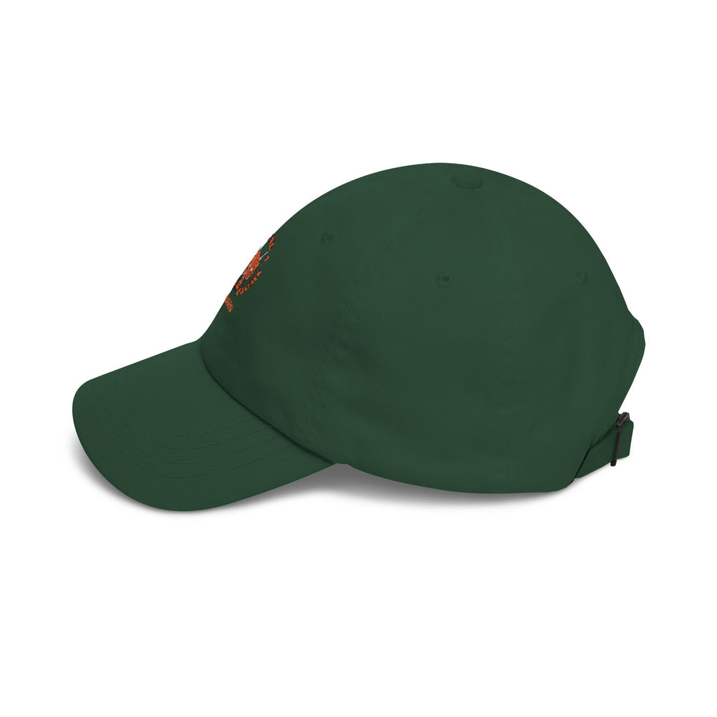Dragon Emblem Dad Cap — Vintage Orange Floral Crest Hat