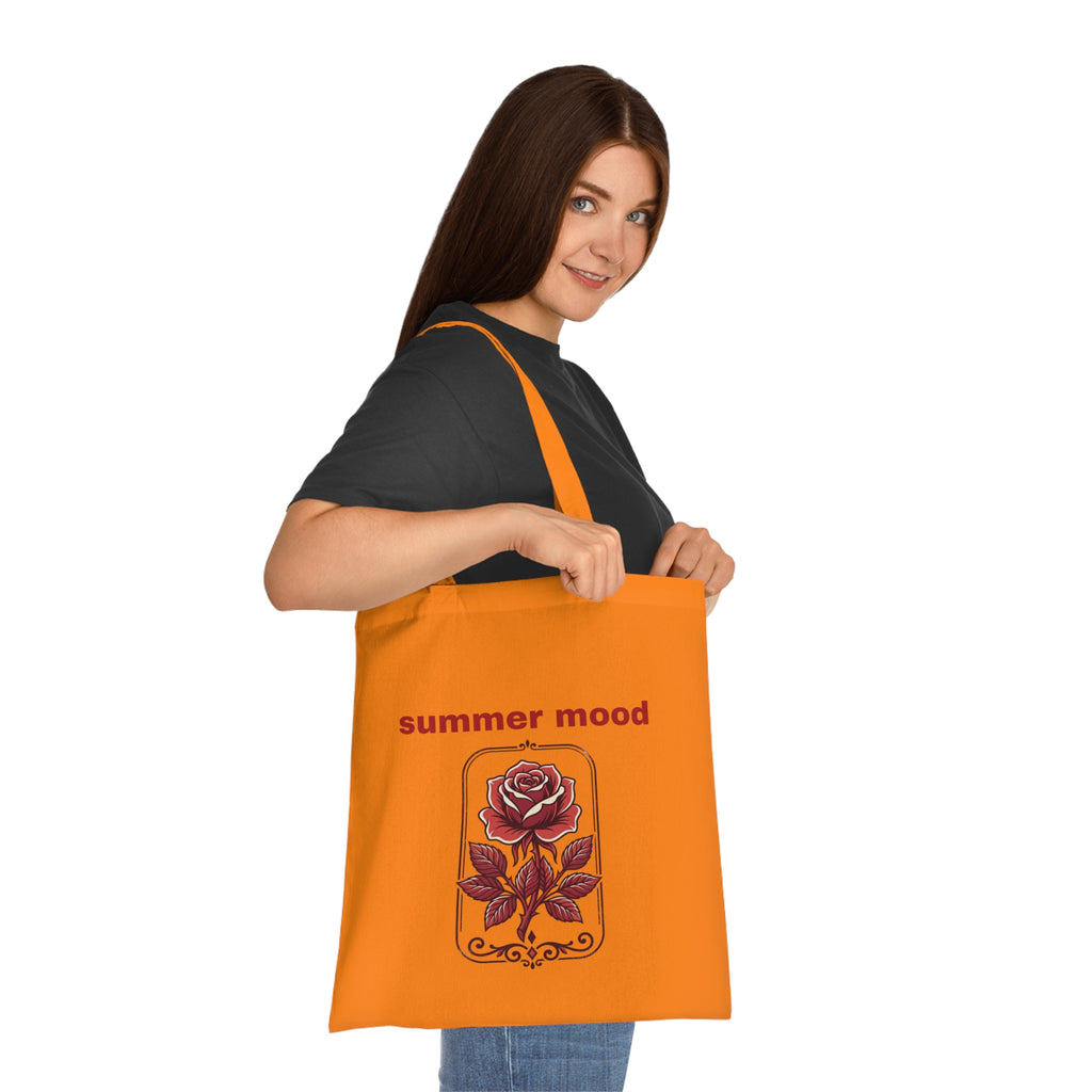 Summer Mood Floral Tote Bag – Retro Rose Cotton Tote