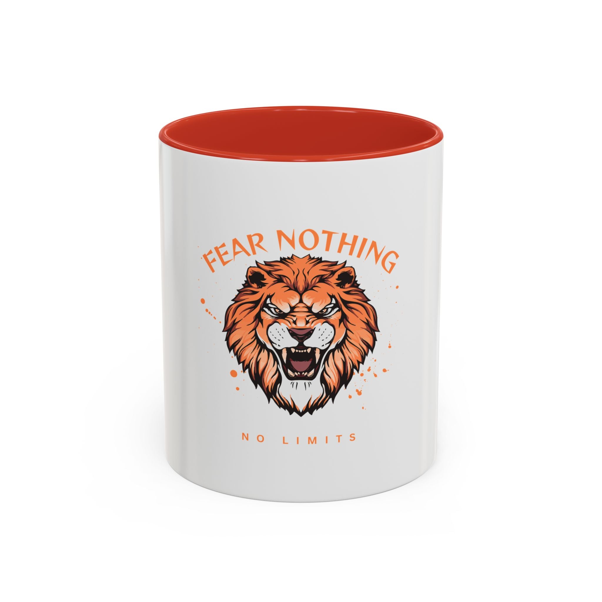 Fear Nothing Lion Accent Coffee Mug — Inspirational No Limits Motivational Gift