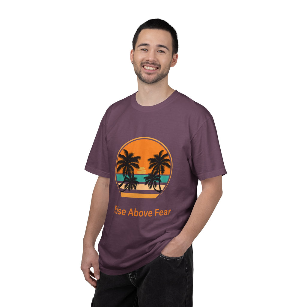 Rise Above Fear T-Shirt — Vintage Sunset Palm Tee