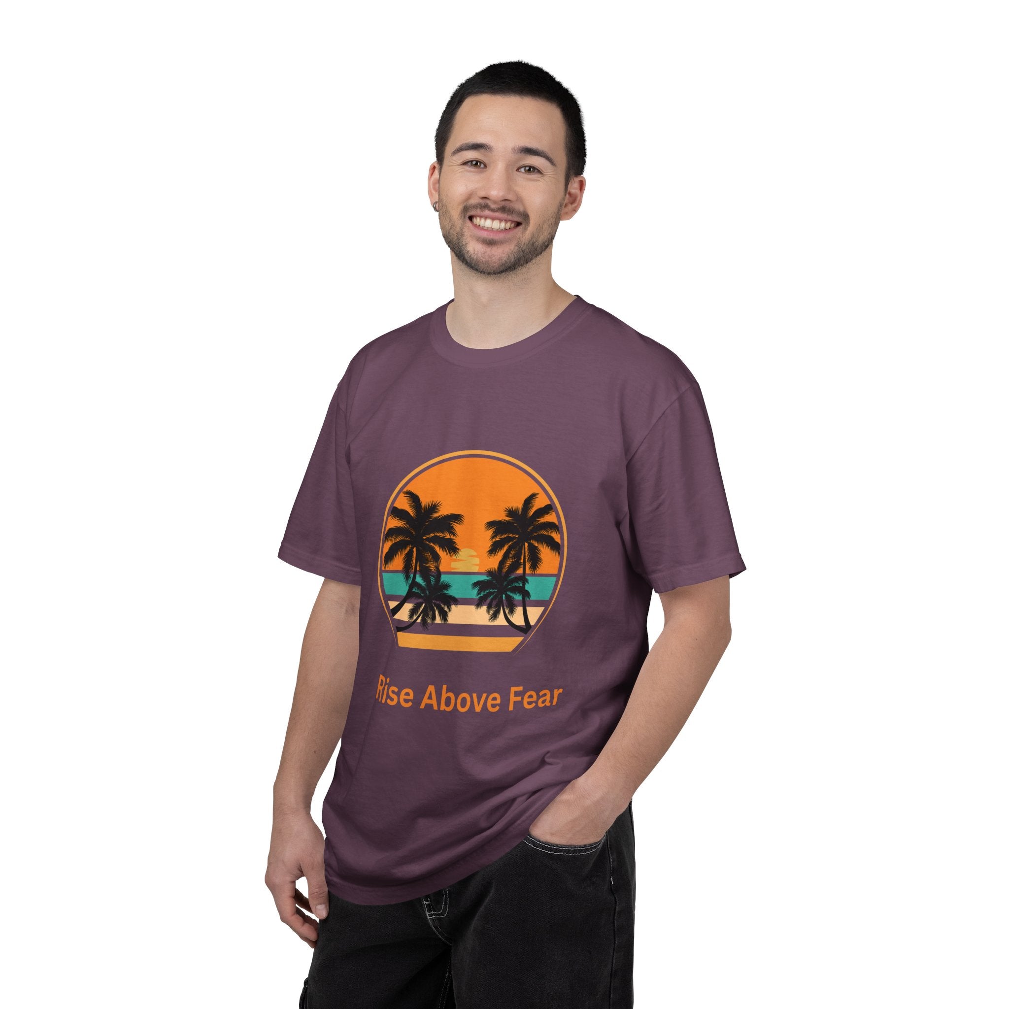 Rise Above Fear T-Shirt — Vintage Sunset Palm Tee
