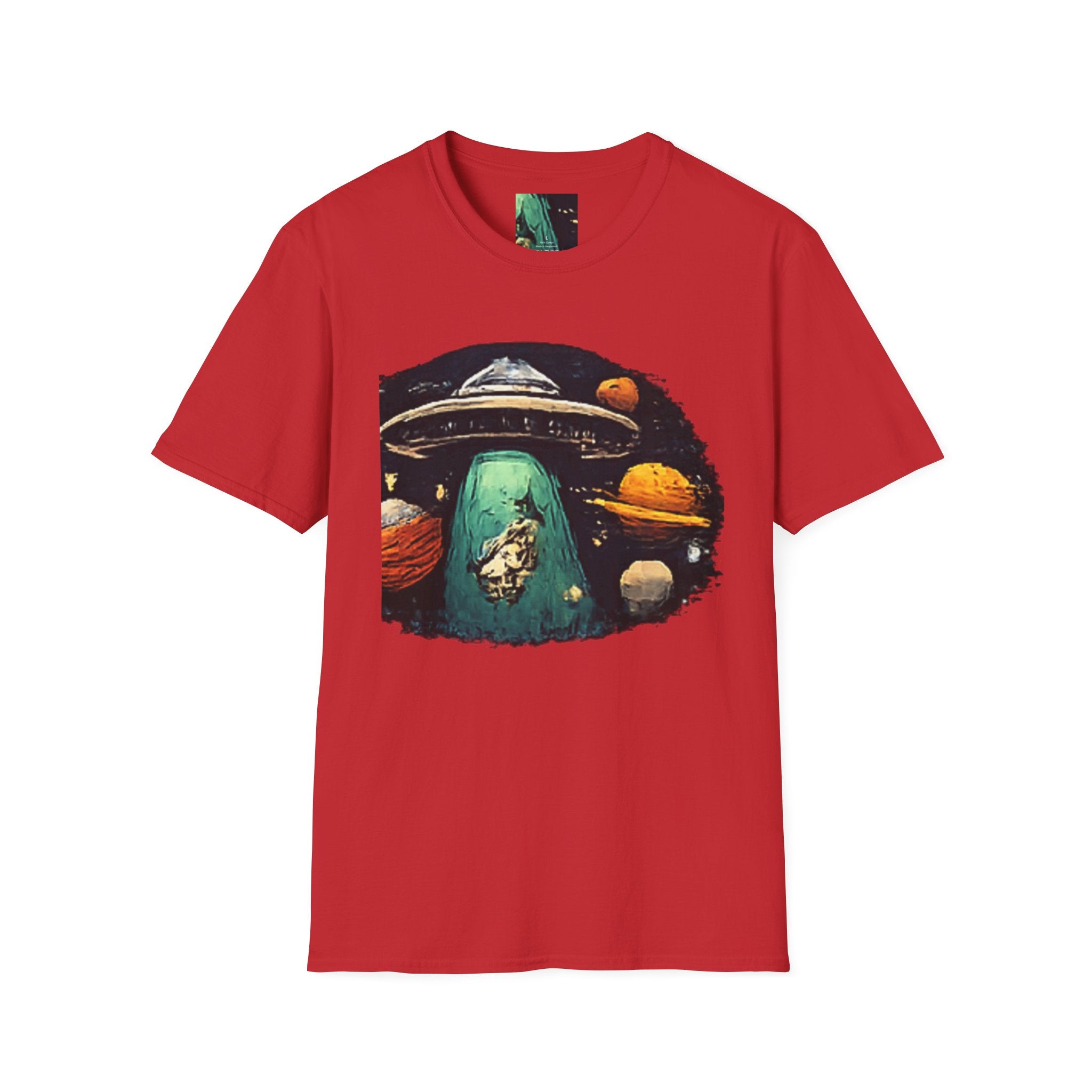 Alien Abduction Graphic T-Shirt — Retro UFO & Planets Space Tee